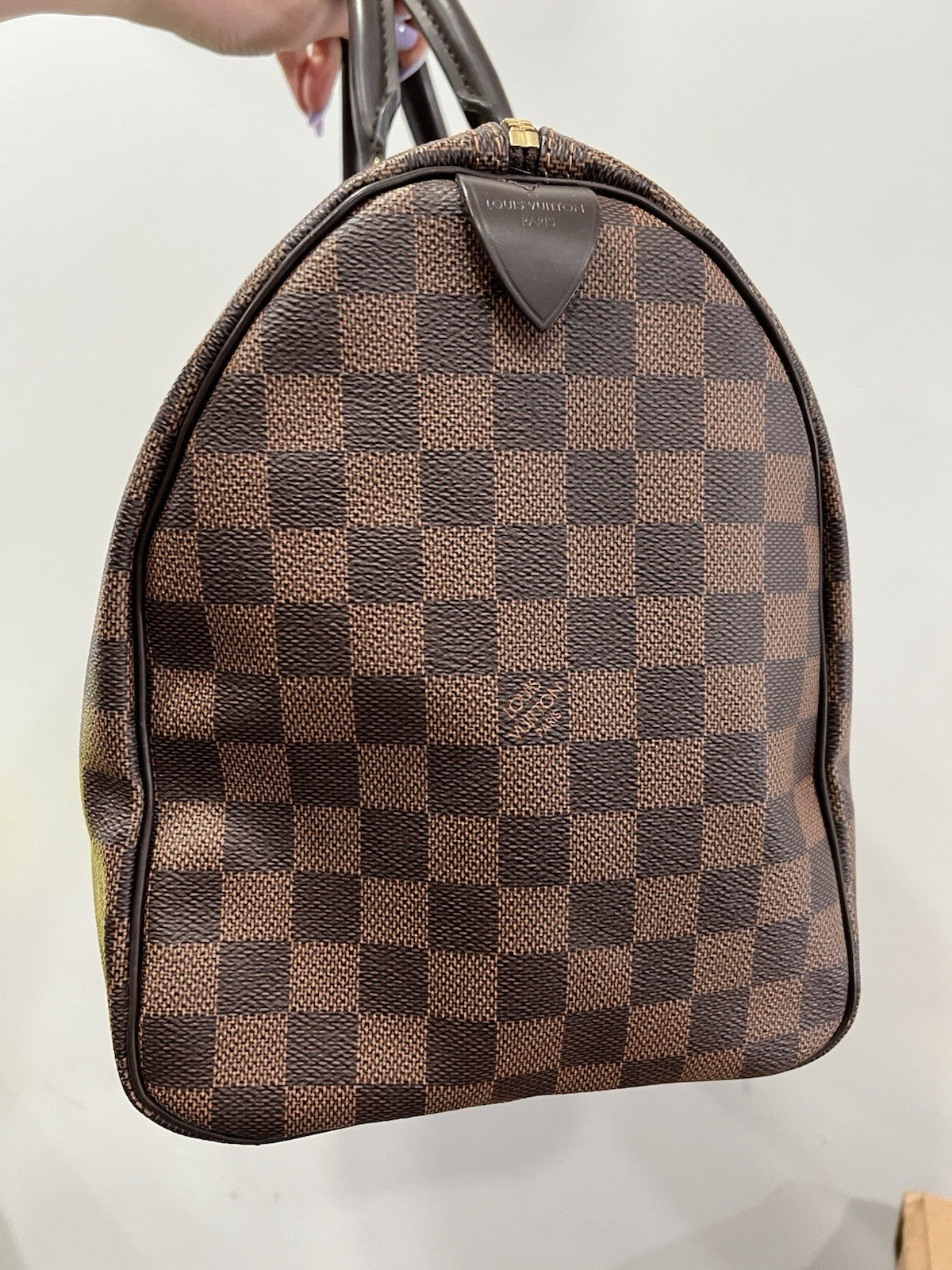 Louis Vuitton Damier Ebene 35 Complete Set Lock Key Duster Box Bag & Receipt