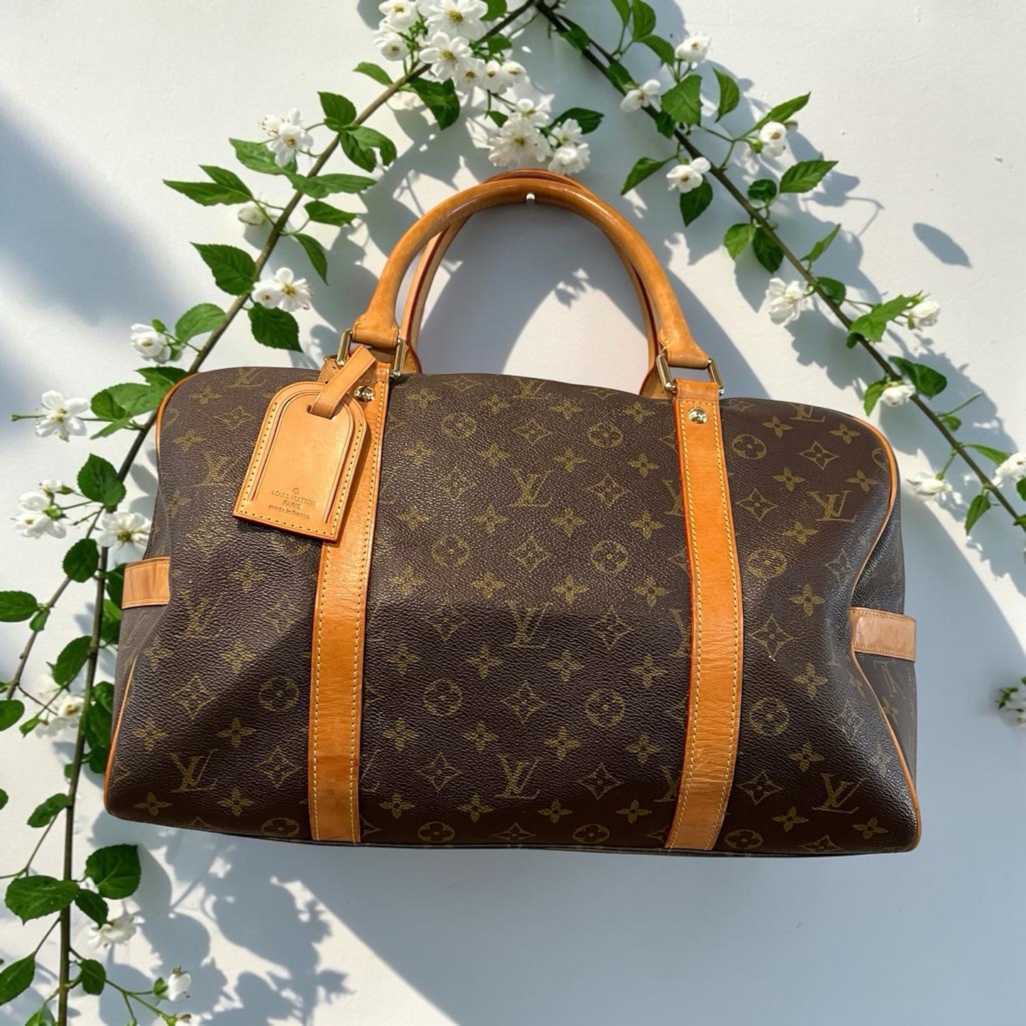 Louis Vuitton Monogram Canvas CarryAll Duffel Bag Vintage AUTHNETIC W/Lock & Key