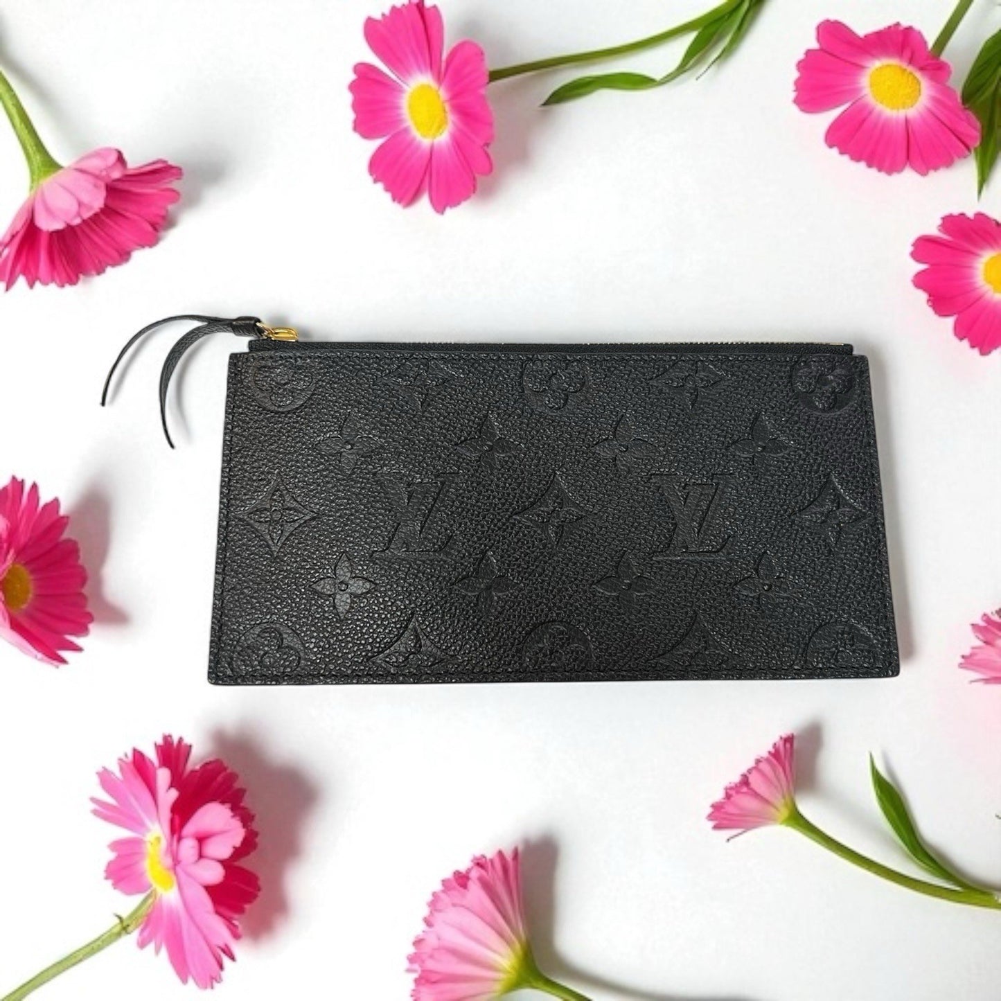 Louis Vuitton Noir Felicie Empreiente Zip Insert Pouch With Authenticity