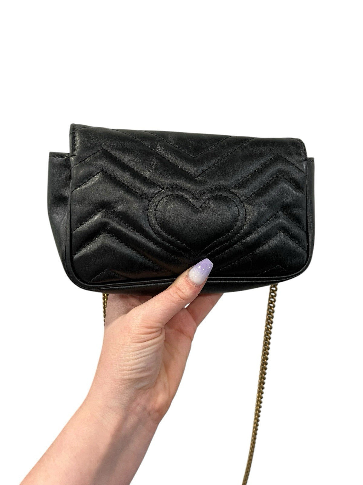 Gucci Marmont Mini Black/Gold Crossbody With Authenticity Retail $1550