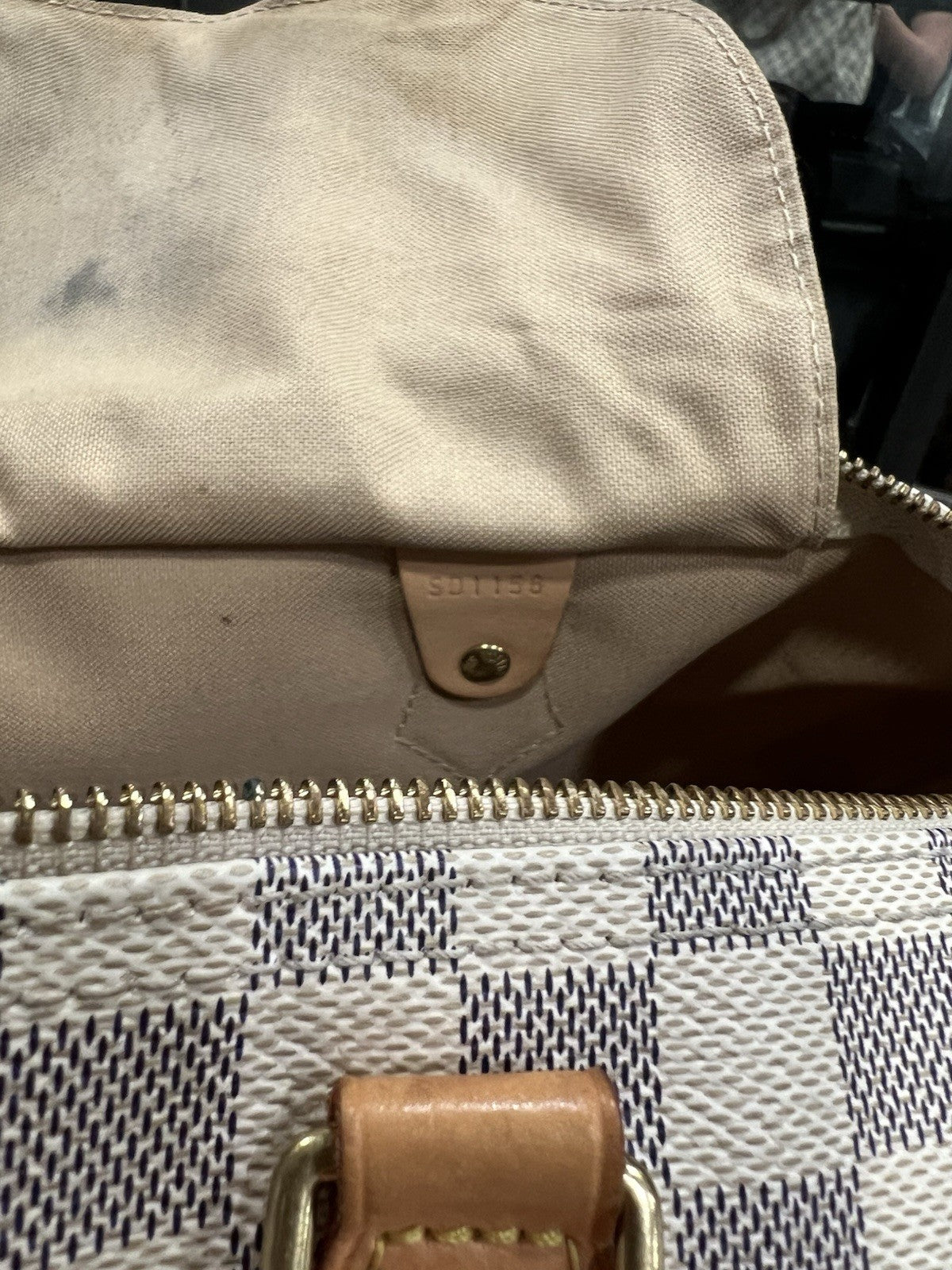 Louis Vuitton Damier Azure Speedy 35 W/Duster Lock & Certificate Of Authenticity