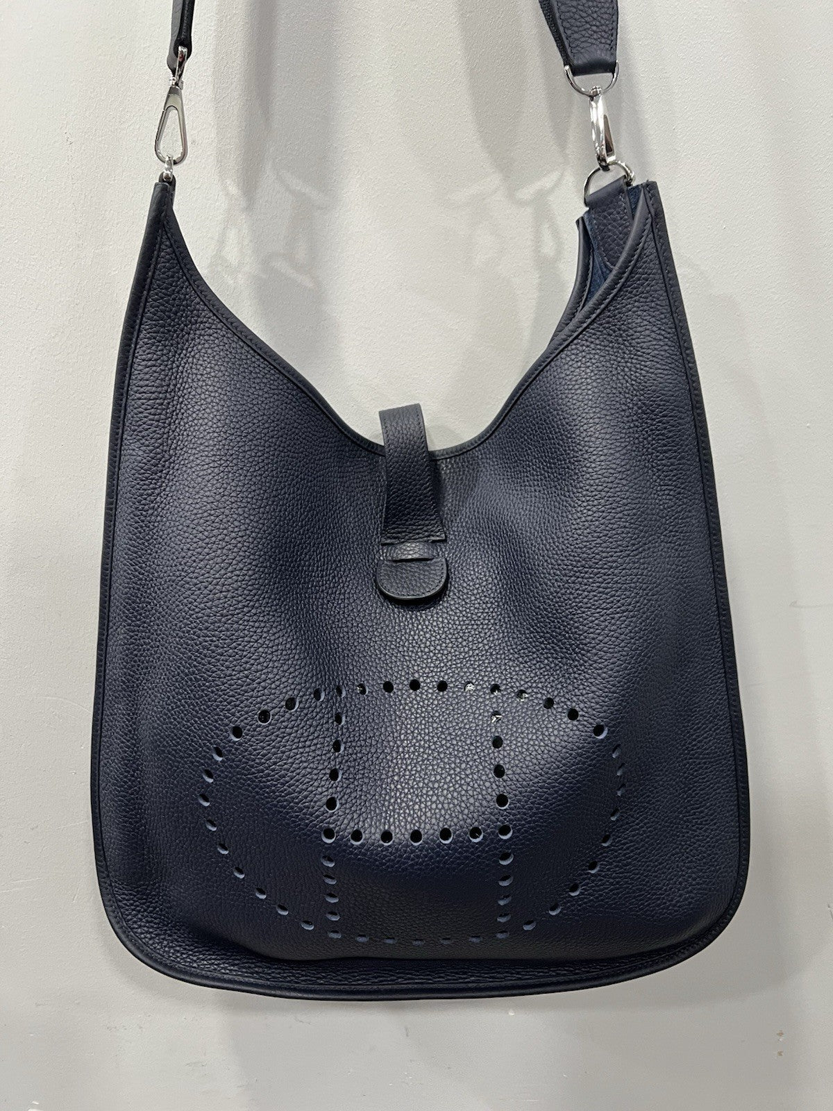 Hermes Evelyn III 40 TGM Togo Leather Dark  Blue With Authenticity Retail $4800