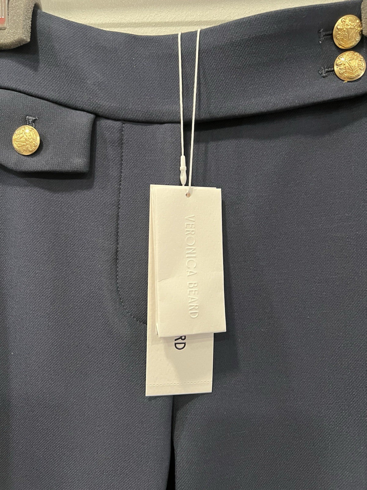 Veronica Beard Navy Renzo Straight Crop Pant Size 0 NWT Retail $395