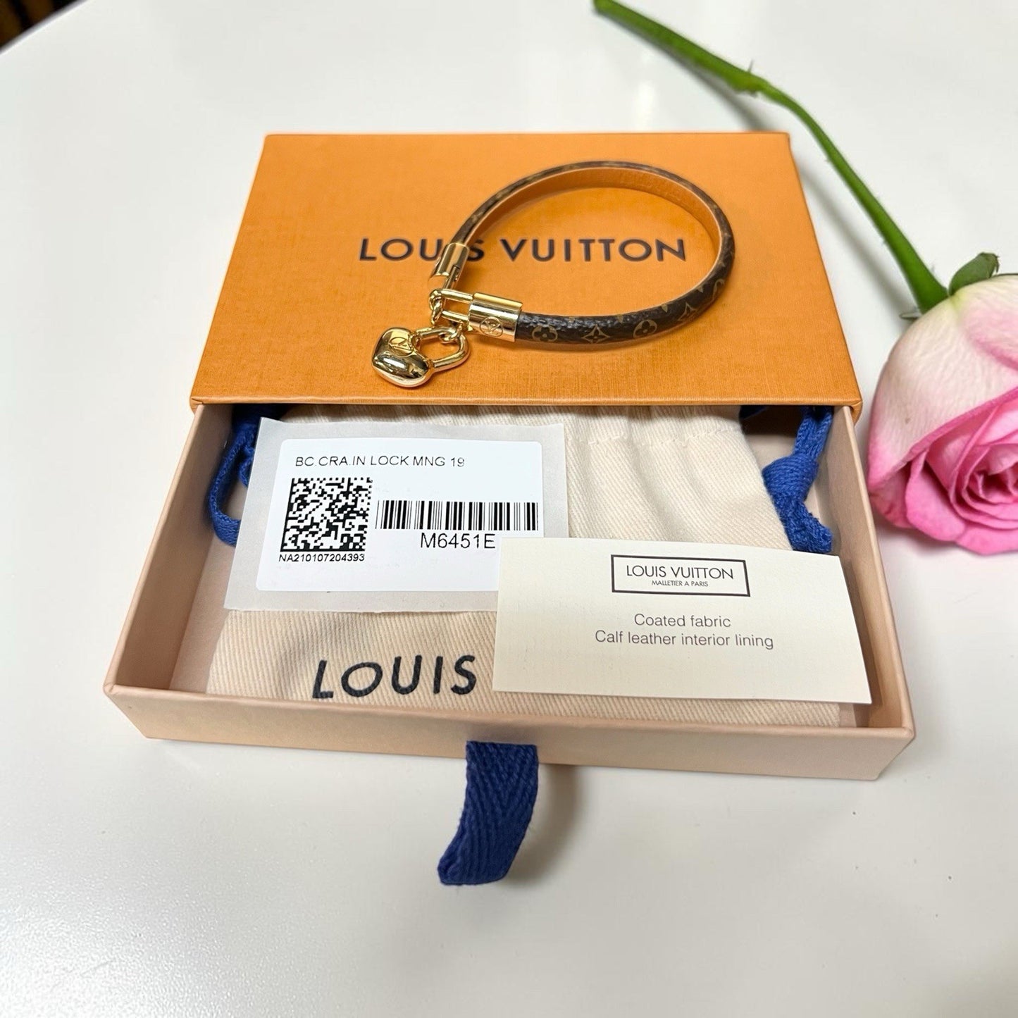 Louis Vuitton Crazy In Lock Charm Bracelet NIB Retail $440 Size 19 M 7.5”