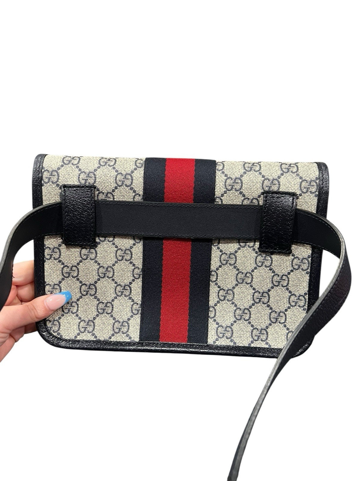 Gucci GG Supreme Navy Belt Bag Box & Authenticity Size 32"