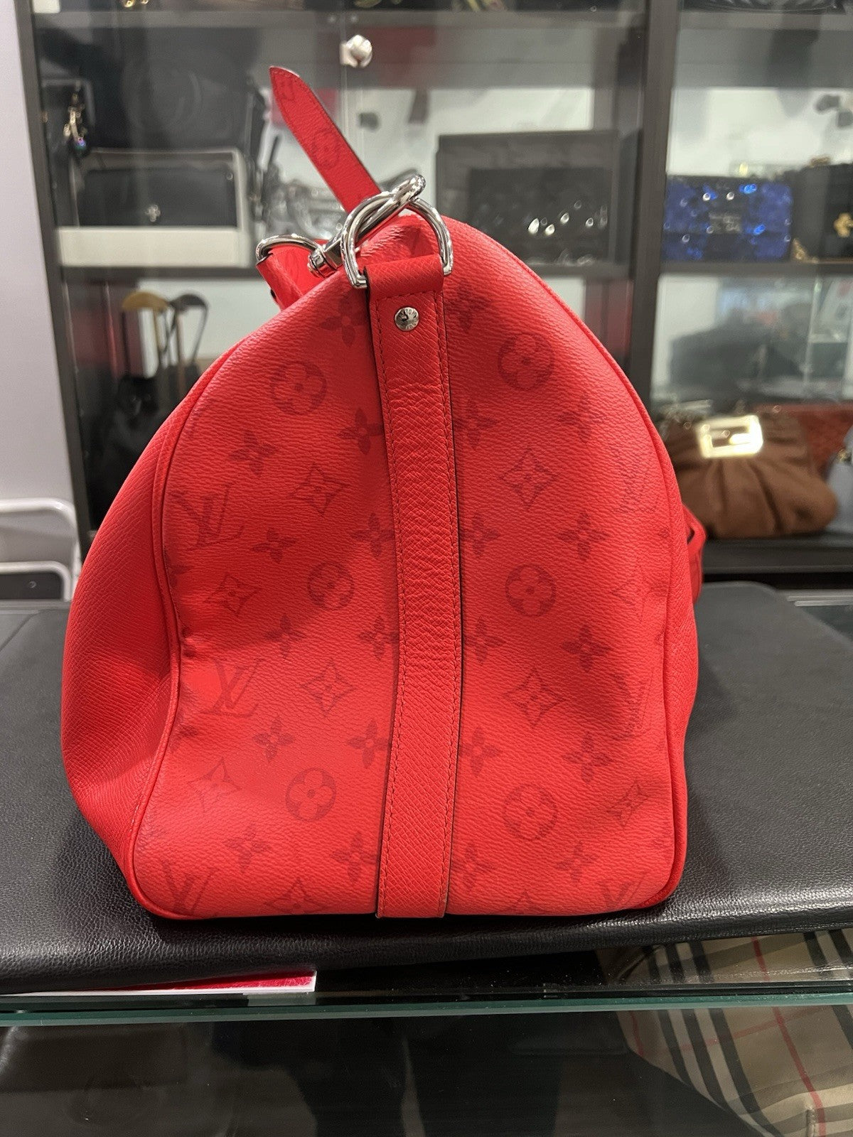 Louis Vuitton Fire Red Taigarama Bandouliere Keepall 50