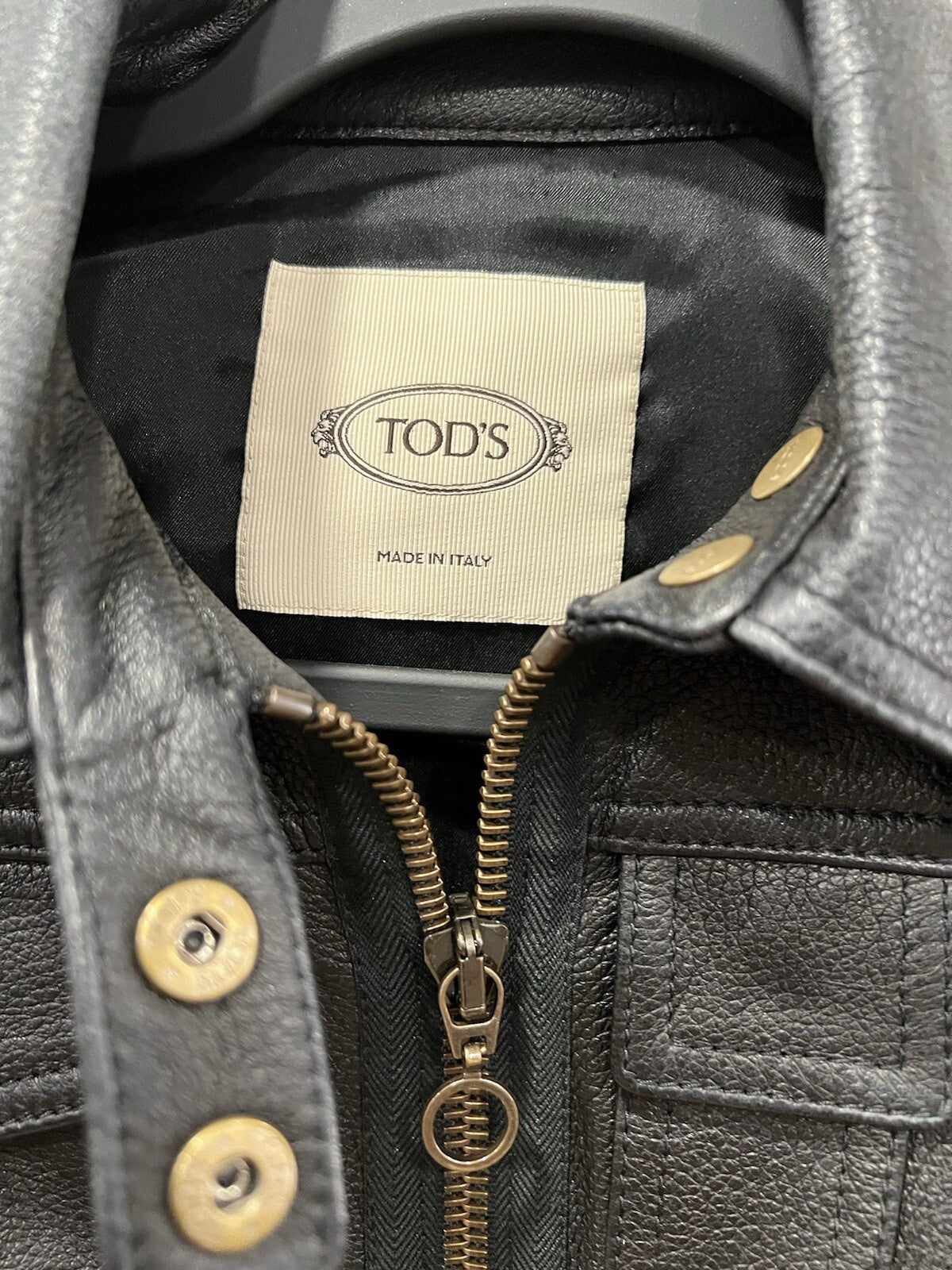 Tod's Women's Black Leather Pilot Leather Jacket Size XS Retail $4k