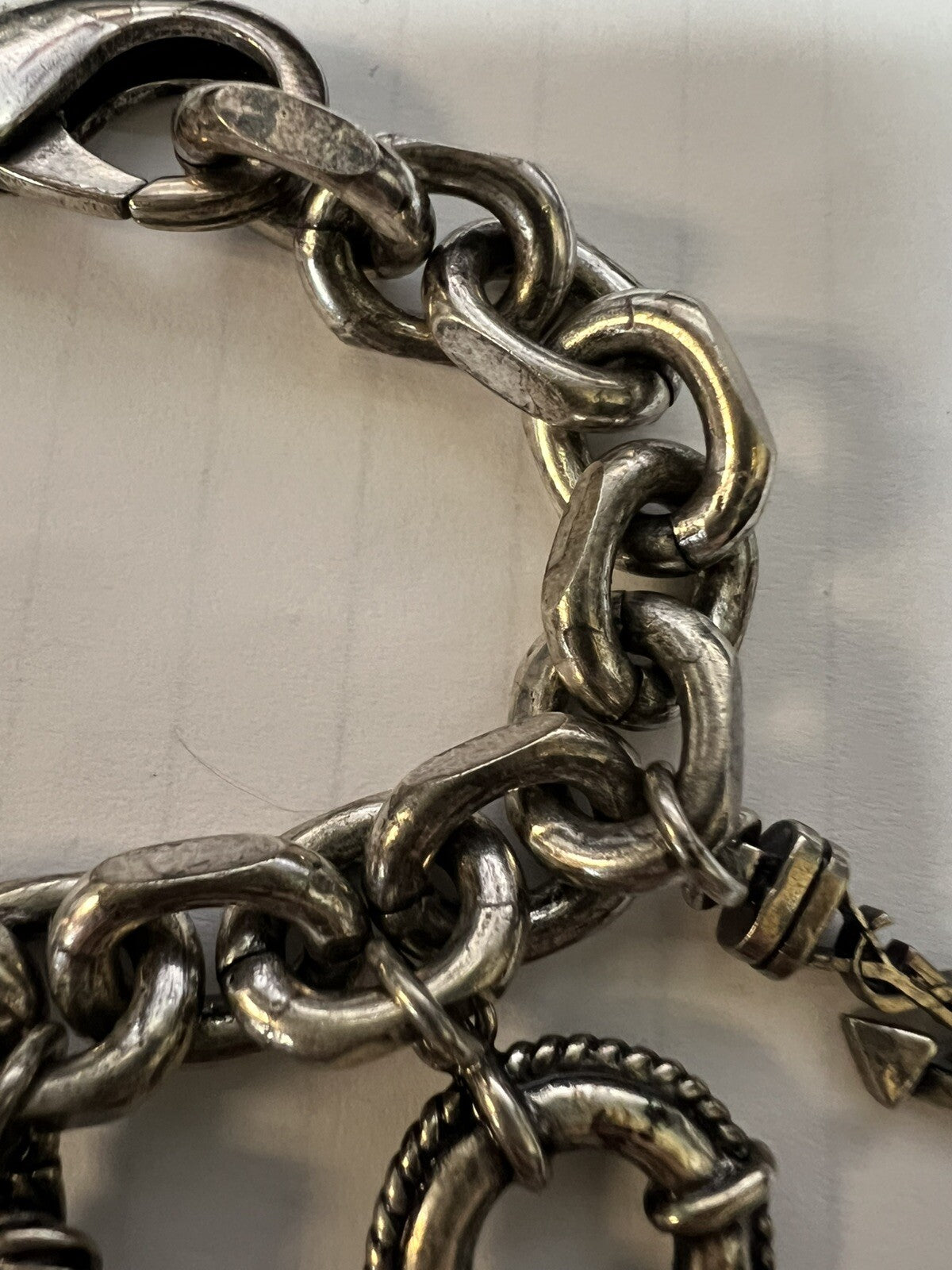 YSL Saint Laurent Nautical Silver Toned Charm Bracelet 6.25" RARE