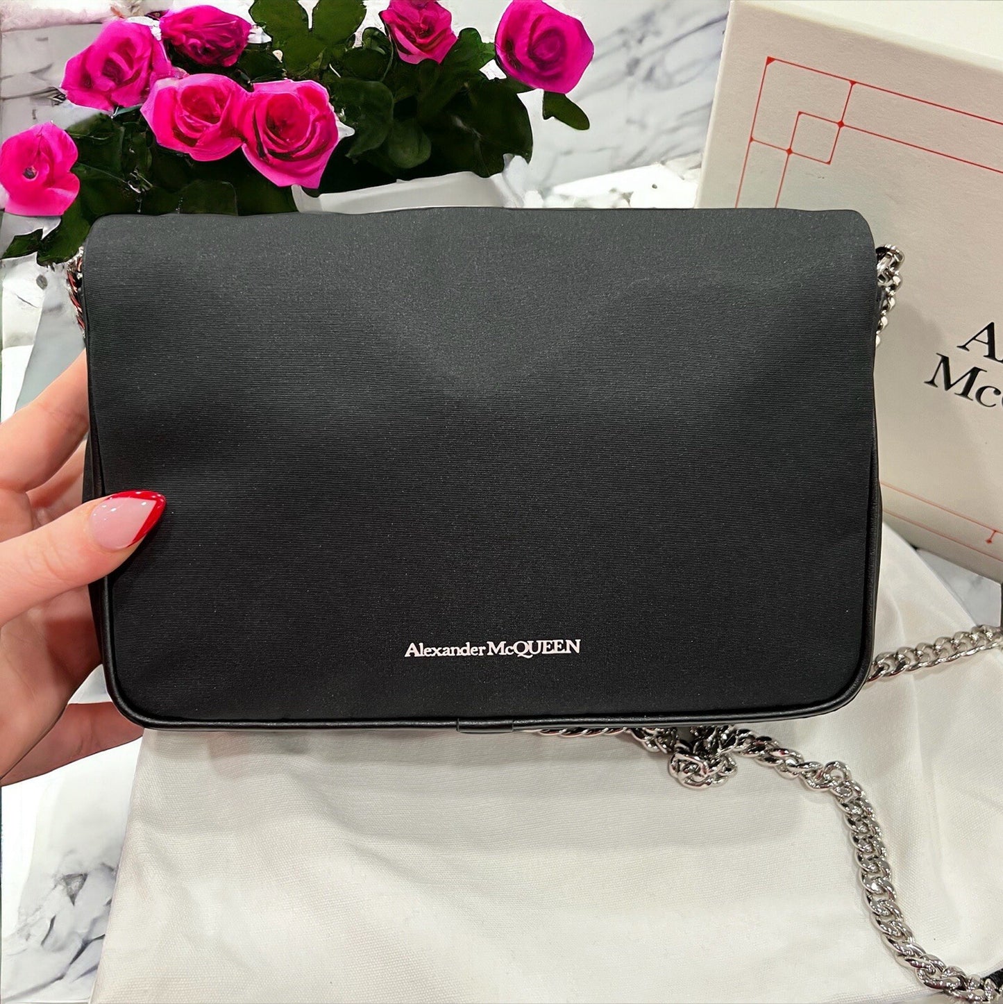 Alexander McQueen Black Nylon Skull/Logo Crossbody NIB (Retail $1295)