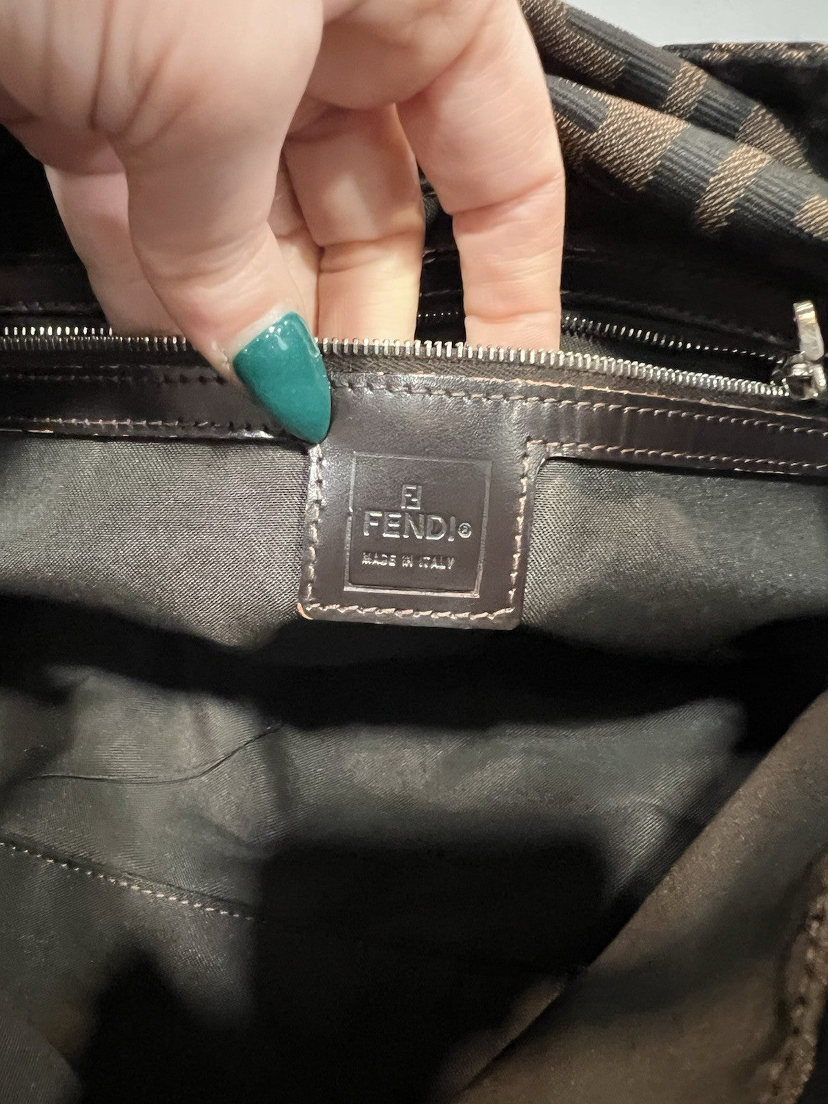 Fendi Zucca FF Mama Baguette Shoulder Bag With Authenticity