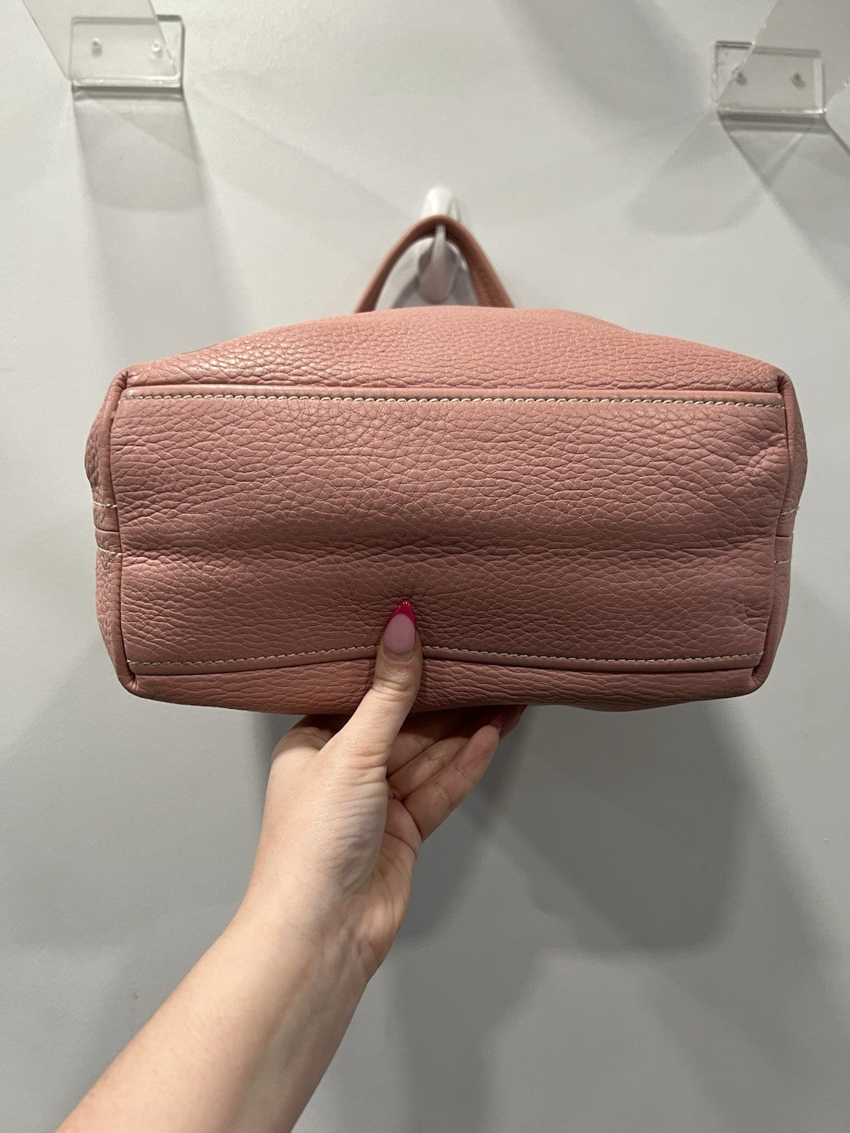 Prada Pink Leather Hobo Shoulder Bag With Authenticity