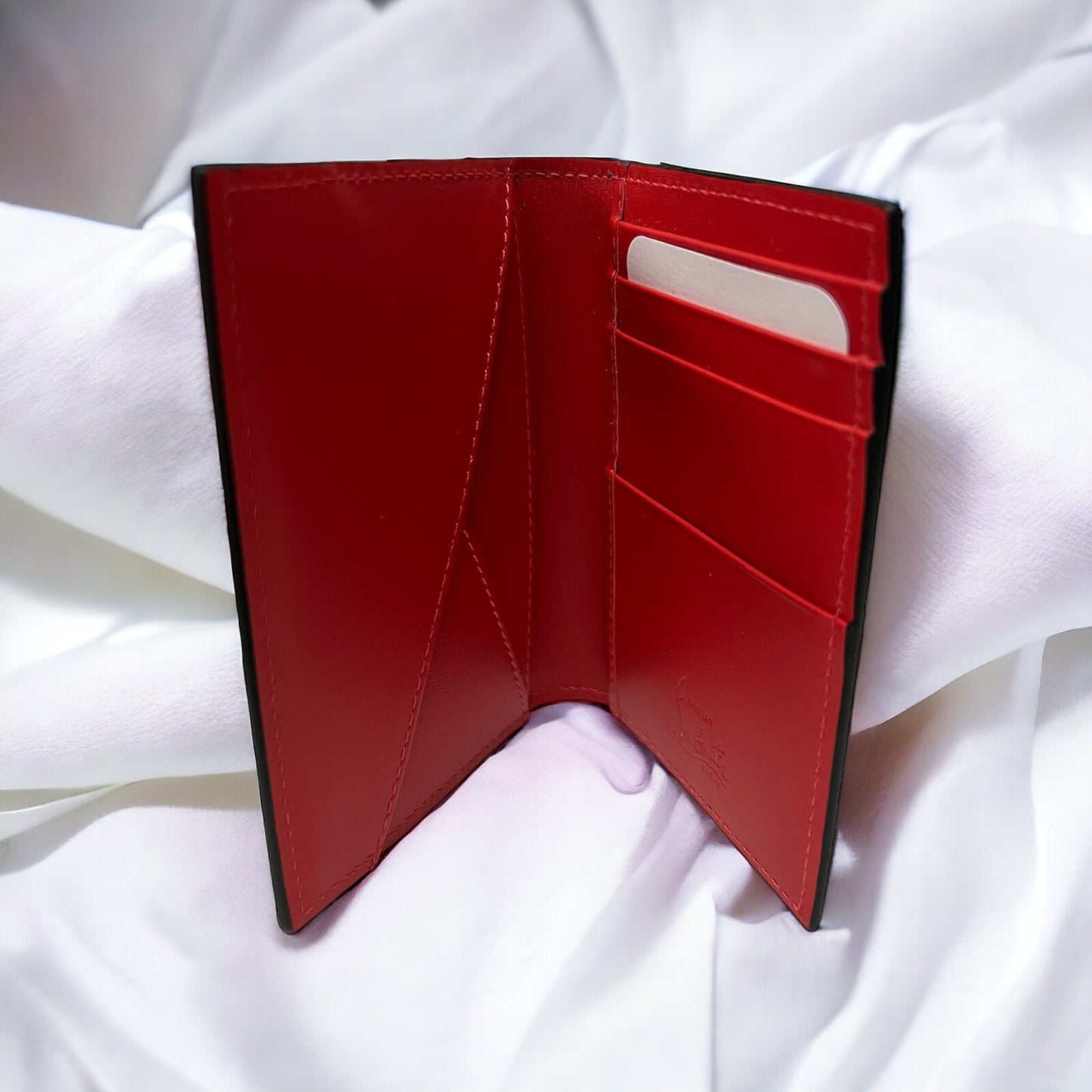 Christian Louboutin Beige Leather Spike Card Case