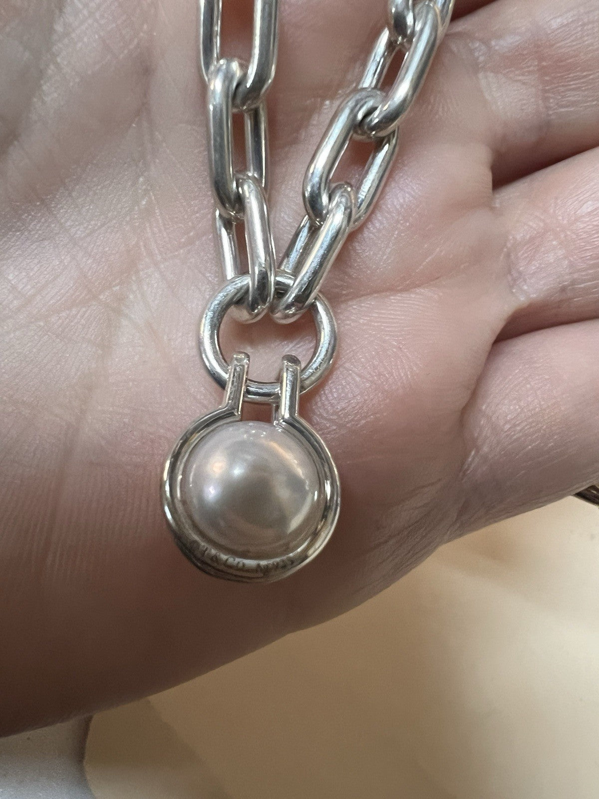 Tiffany & Co. 925 Sterling Silver Pearl Hardware Wrap Necklace 32" Retail $2475