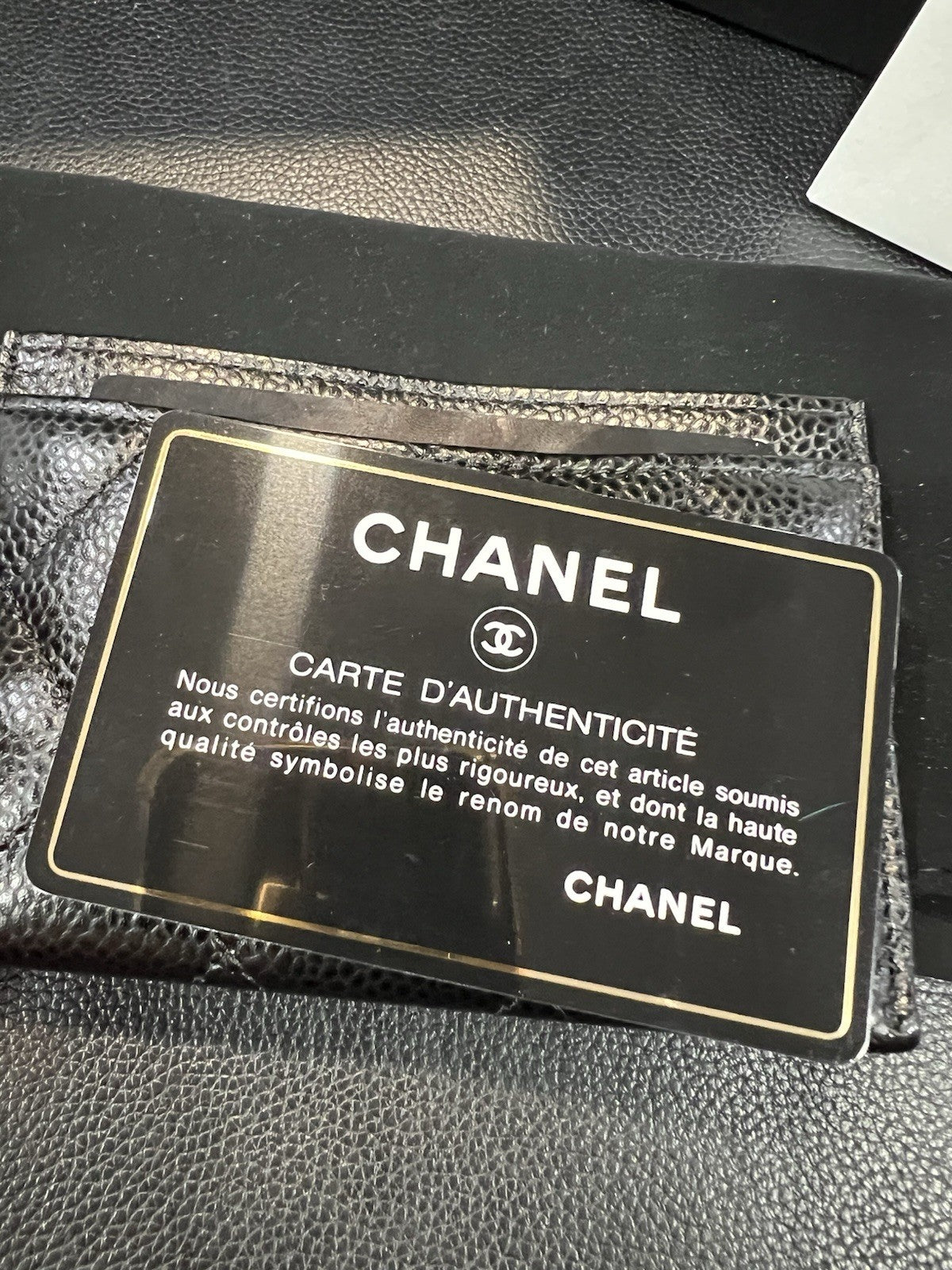 Chanel Caviar Card Wallet Box Duster & Shopping Bag Retail $525