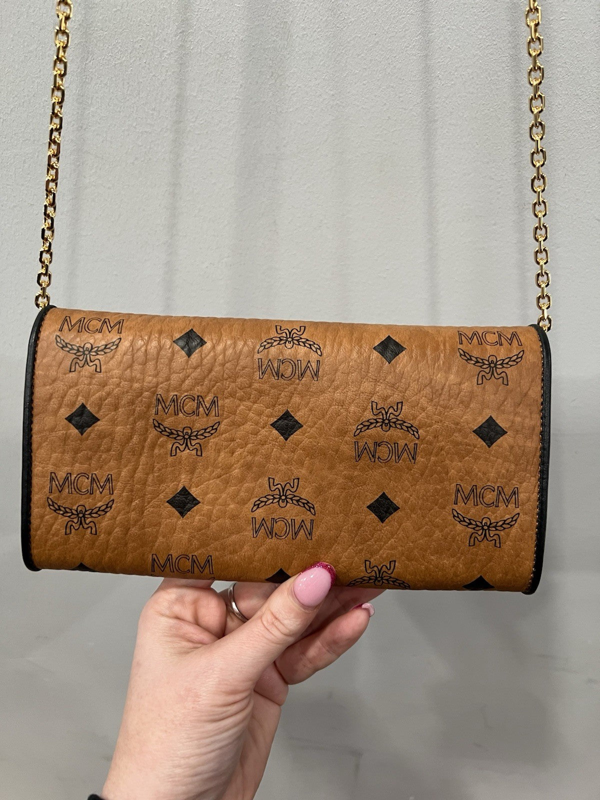 MCM Tracy Wallet Crossbody In Visetos Retail $580