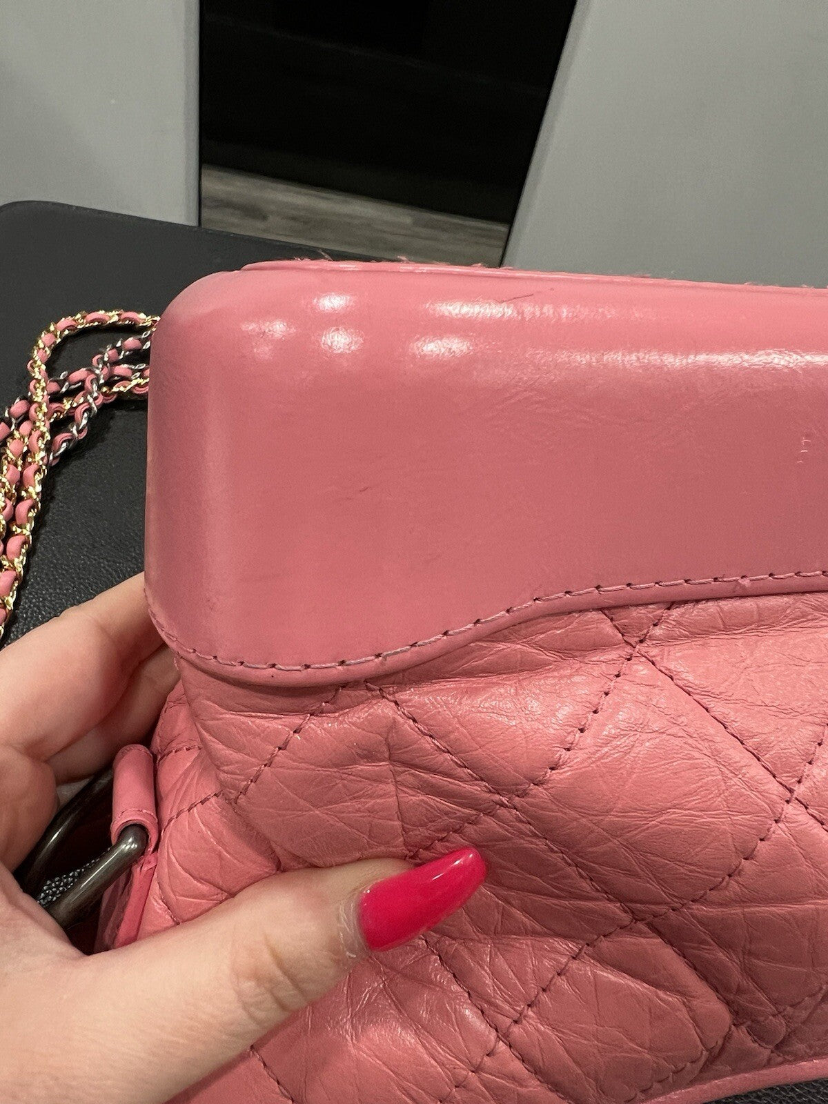 Chanel Gabrielle Pink Hobo Logo Handle Bag W/Certificate Of Authenticity