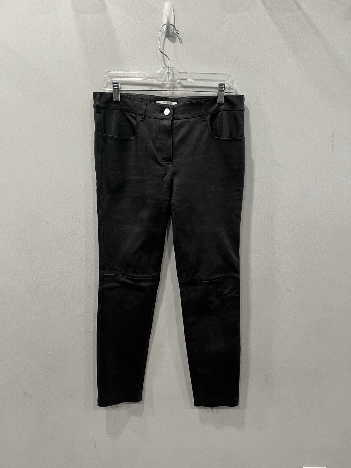 Givenchy Black Leather Zipper Detail Stretch Pants Size 40/US8