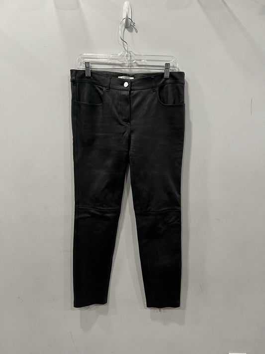 Givenchy Black Leather Zipper Detail Stretch Pants Size 40/US8
