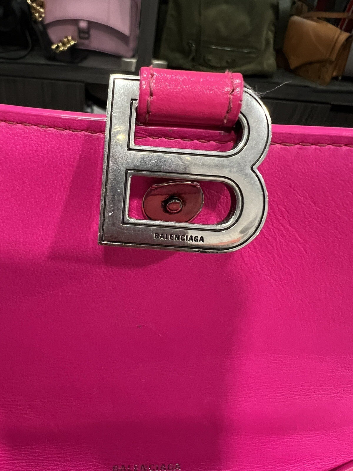 Balenciaga Hot Pink/Silver Small Hourglass Bag