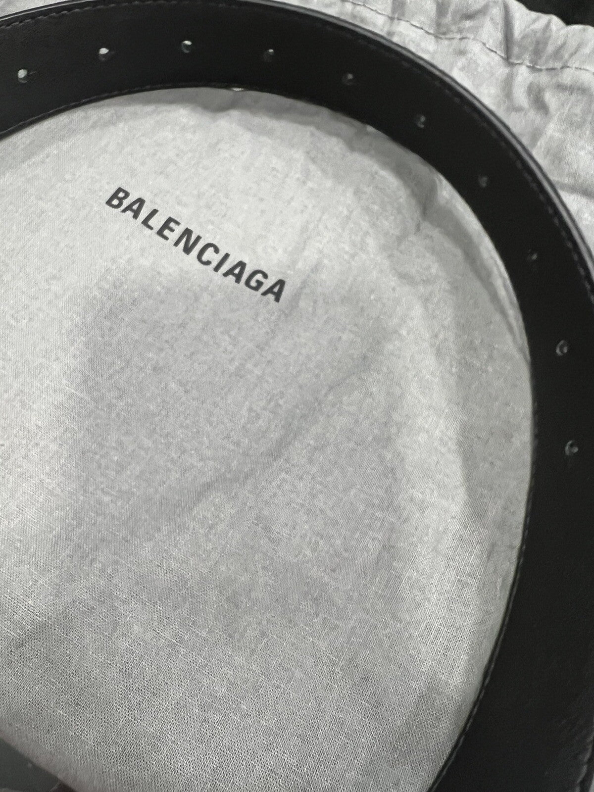 Balenciaga Black Croc Embossed Leather Belt with Duster NEW Size S