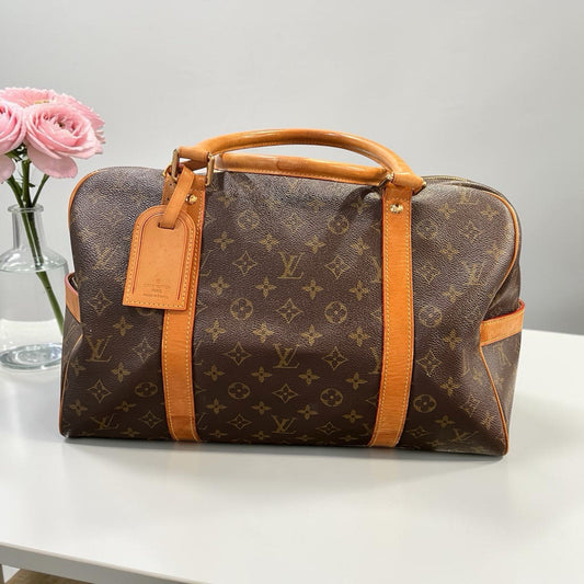 Louis Vuitton Monogram Canvas CarryAll Duffel Bag Vintage AUTHNETIC W/Lock & Key