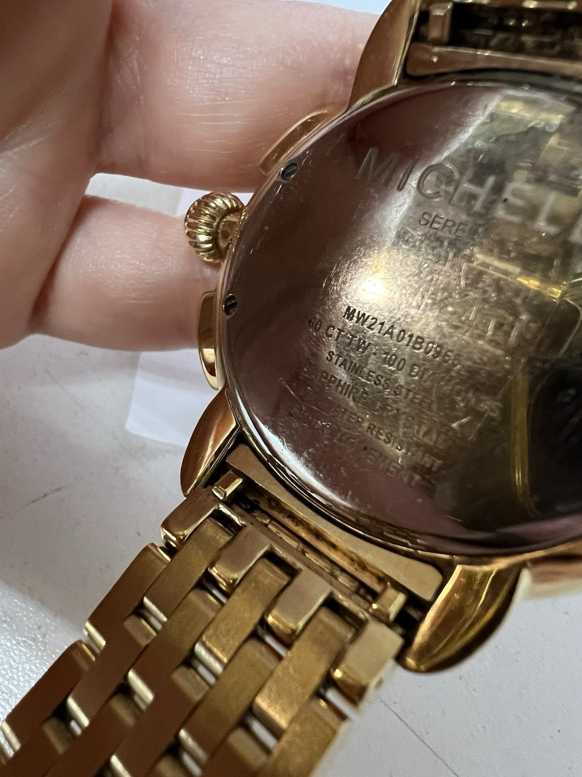 Michele 18k Gold Plated Diamond Bezel Chronograph MW21A01B0968