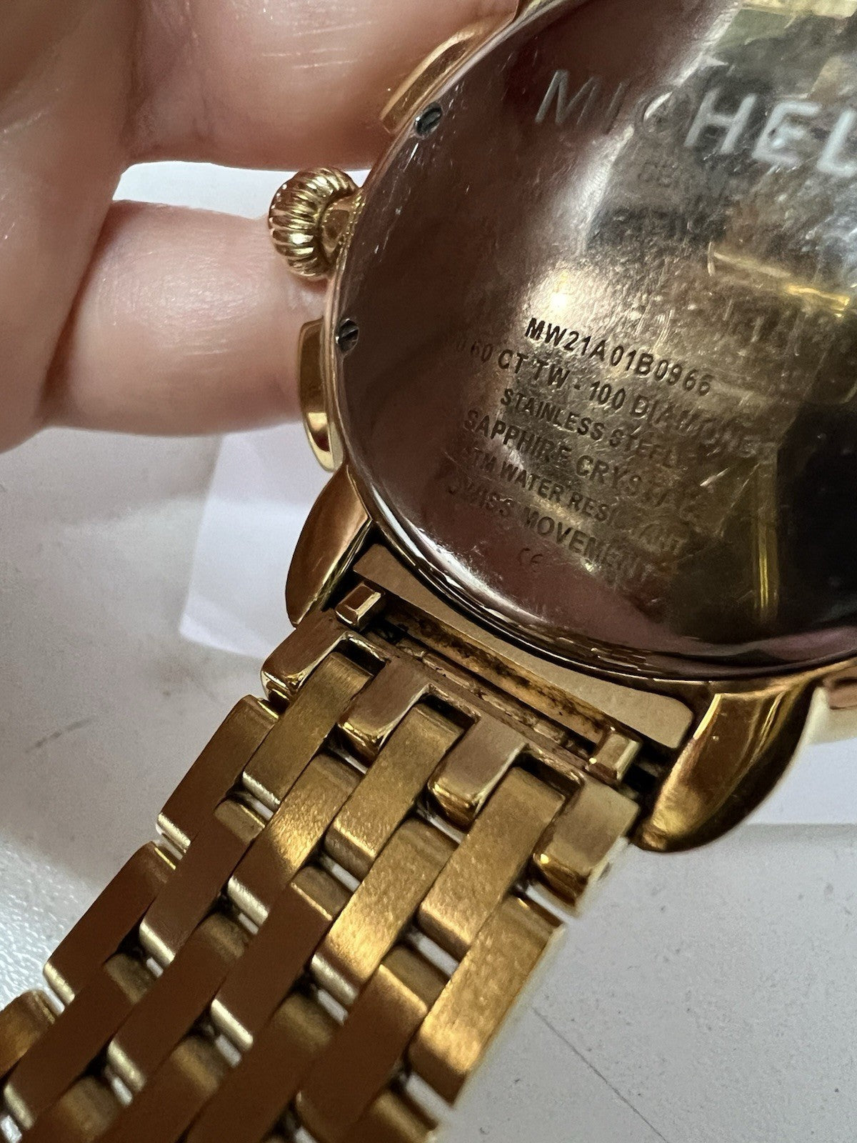 Michele 18k Gold Plated Diamond Bezel Chronograph MW21A01B0968