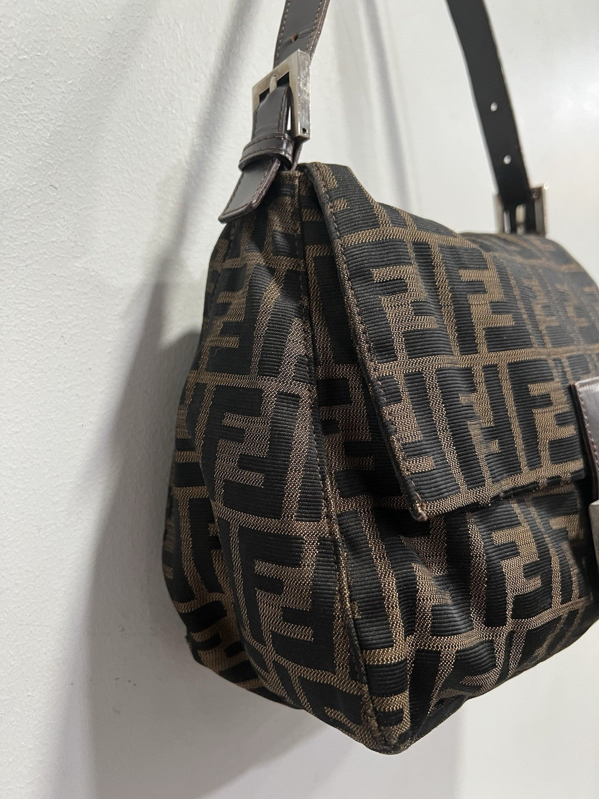 Fendi Zucca FF Mama Baguette Shoulder Bag With Authenticity