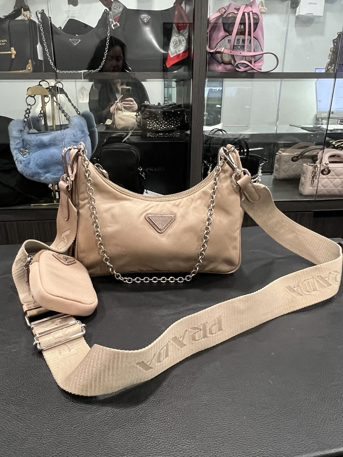 Prada Nylon Beige Re-Edition Re-Nylon Crossbody