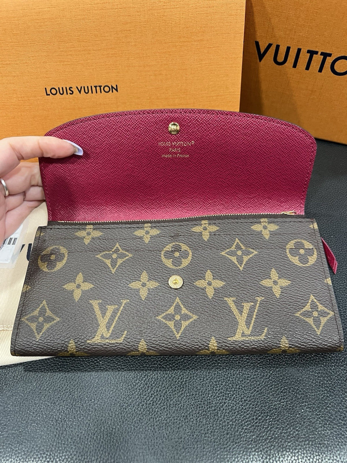 Louis Vuitton Emilie Wallet Complete Set & Authenticity Monogram/Fuchsia