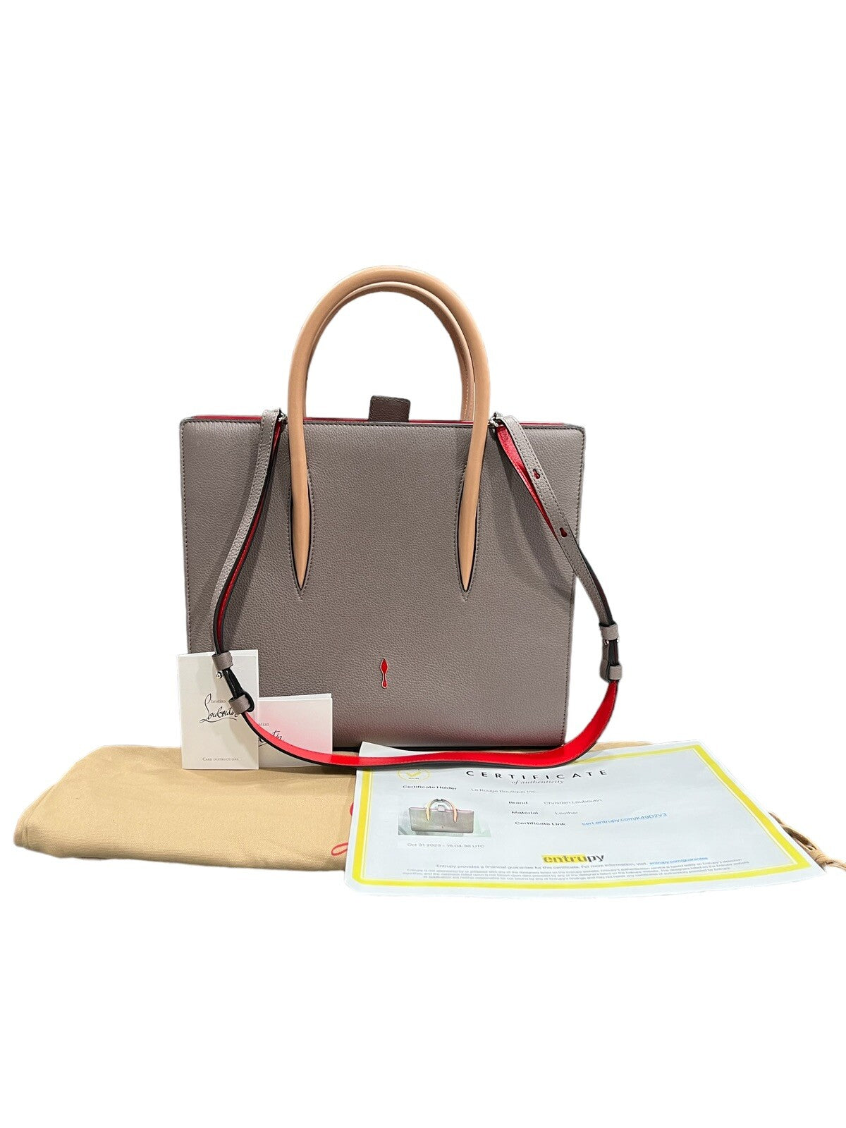 Christian Louboutin Paloma Medium Calf Patent Bag "Storm" (Retail $2700)