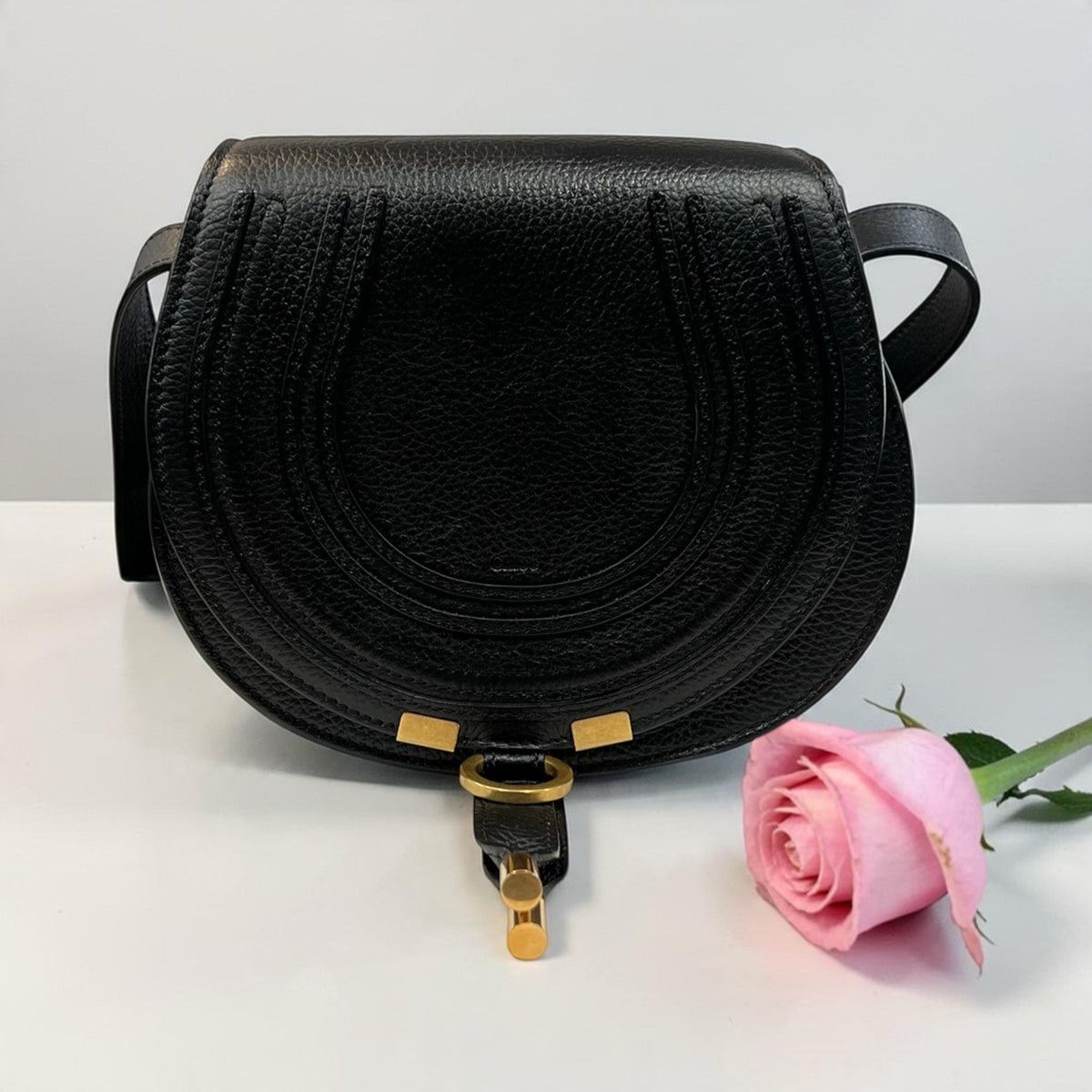 Chloe Black Leather Marcie Crossbody Bag W/Duster & Authenticity
