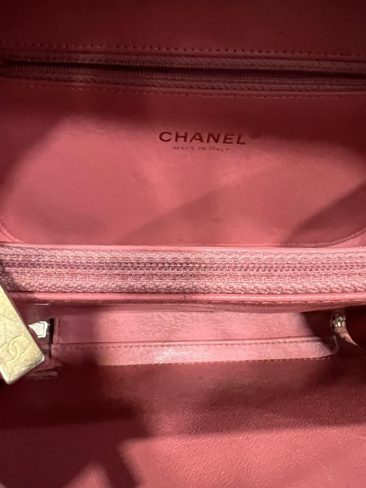 Chanel Pink Filigree Vanity Case With Authenticity