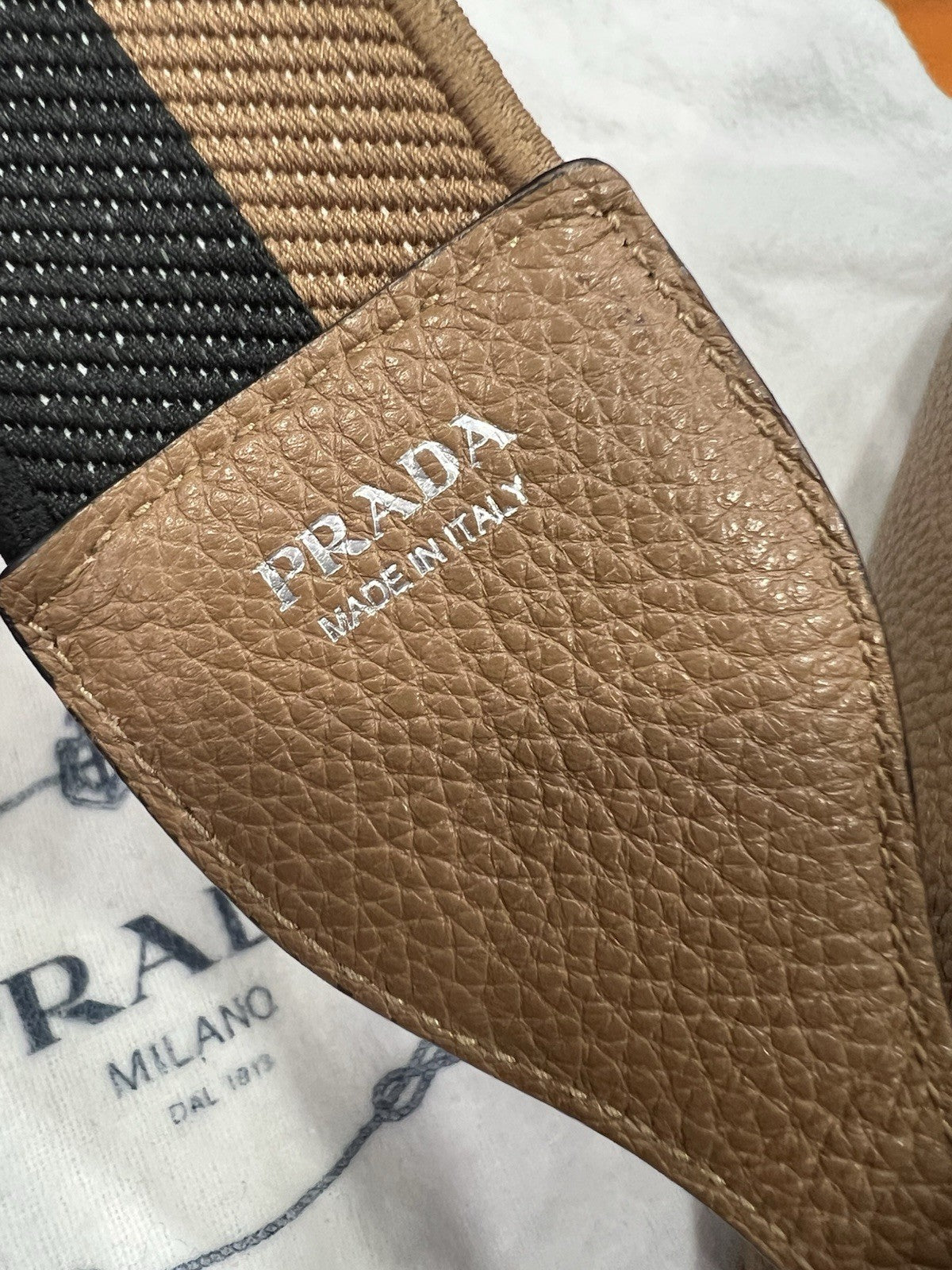 Prada Small Vitello Double Zipper Caramel Crossbody/Shoulder Bag Retail $2750
