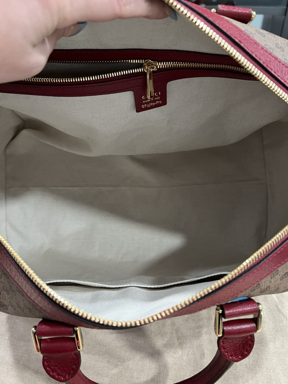 Gucci X Fujiko Pro Doraemon GG Supreme Canvas Boston Duffle Bag NWOB