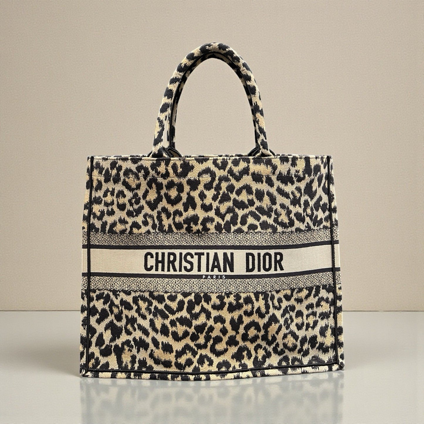 Christian Dior Mizza Embroidered Leopard Book Tote