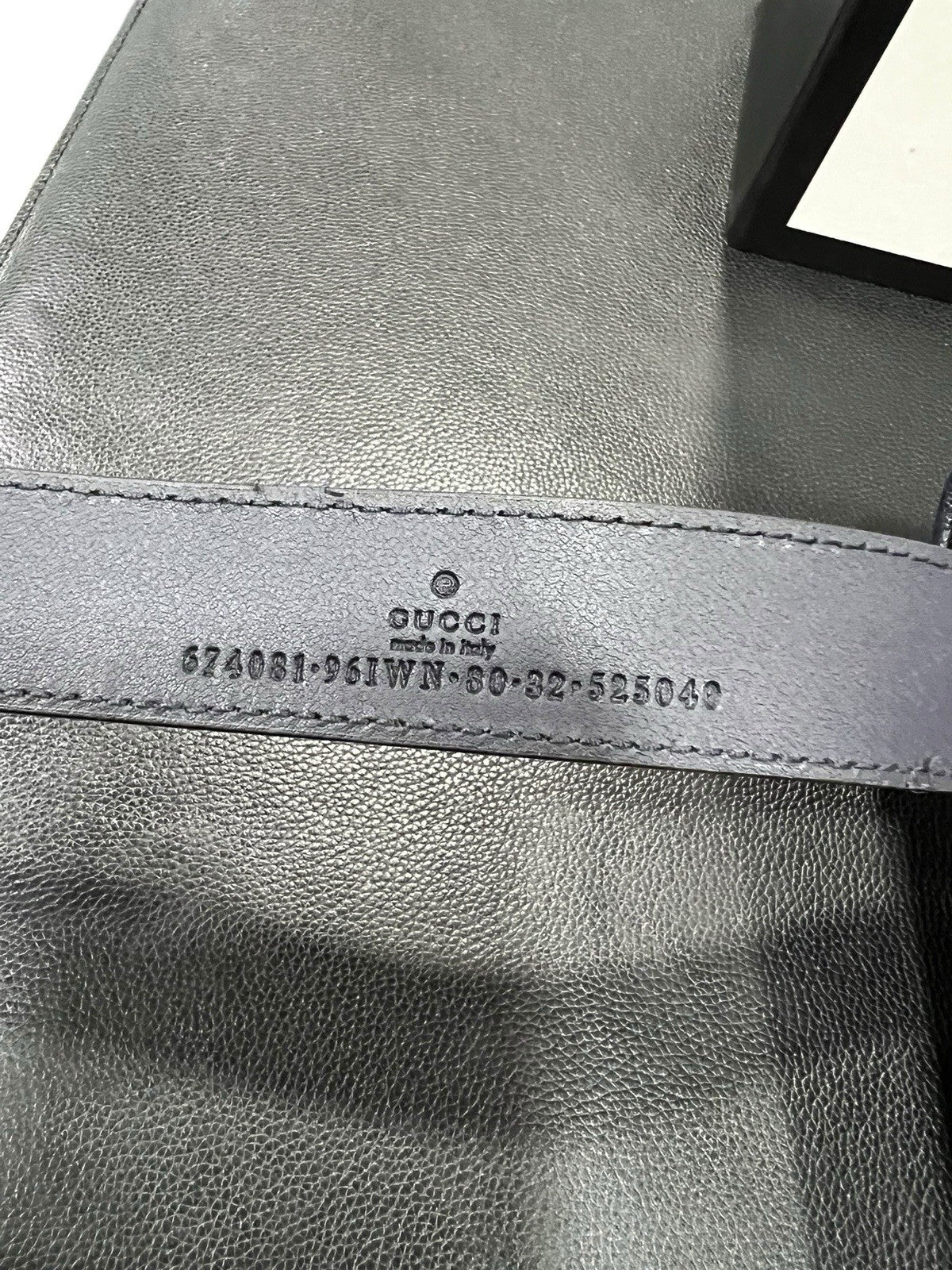 Gucci GG Supreme Navy Belt Bag Box & Authenticity Size 32"