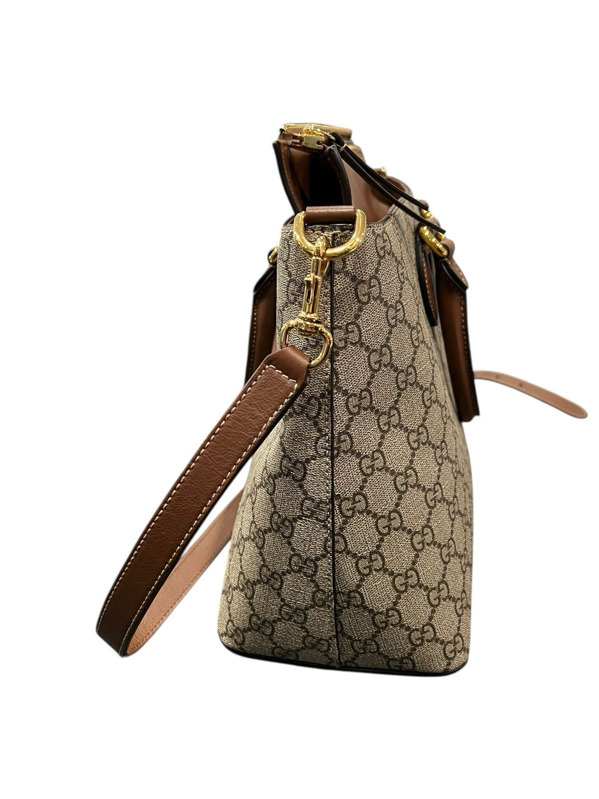 Gucci GG Supreme Large Zip Tote Crossbody With Authenticity