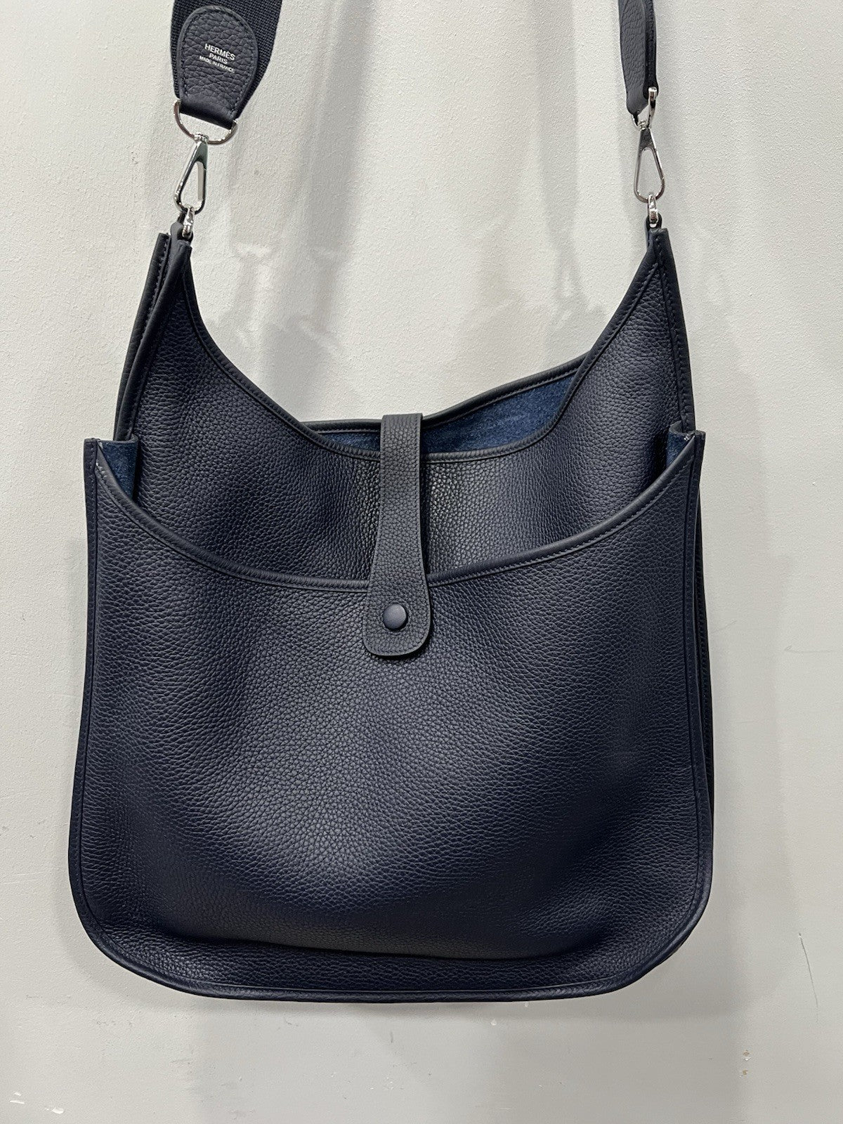 Hermes Evelyn III 40 TGM Togo Leather Dark  Blue With Authenticity Retail $4800