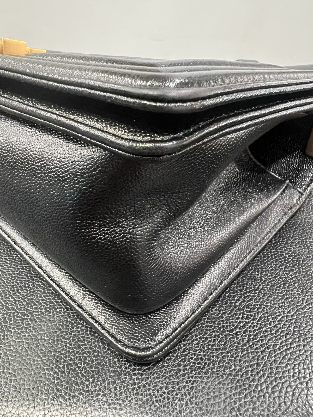 Chanel Black Gold Chevron Caviar Boy Bag With Duster & Authenticity Retail $6900