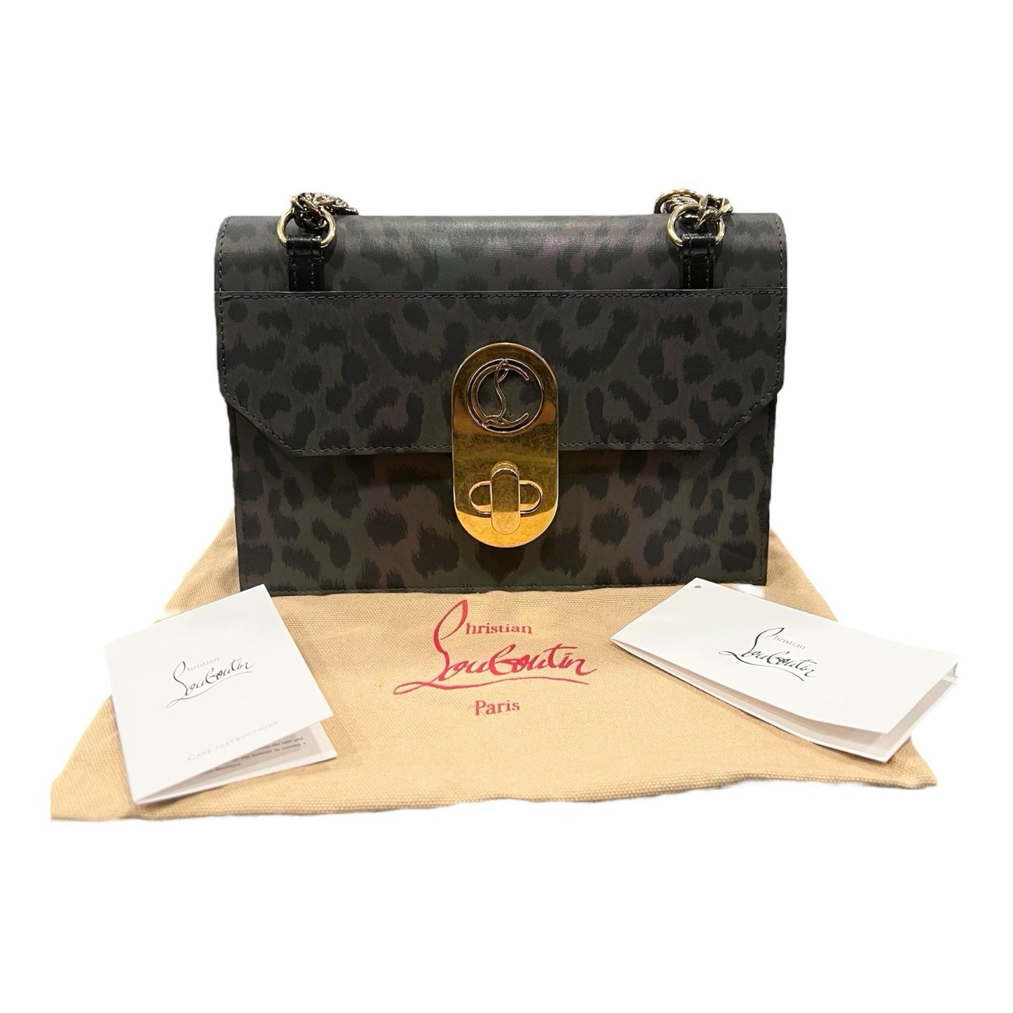 Christian Louboutin Elisa Reflex Leopard Nylon/Leather Crossbody Bag RARE NWT