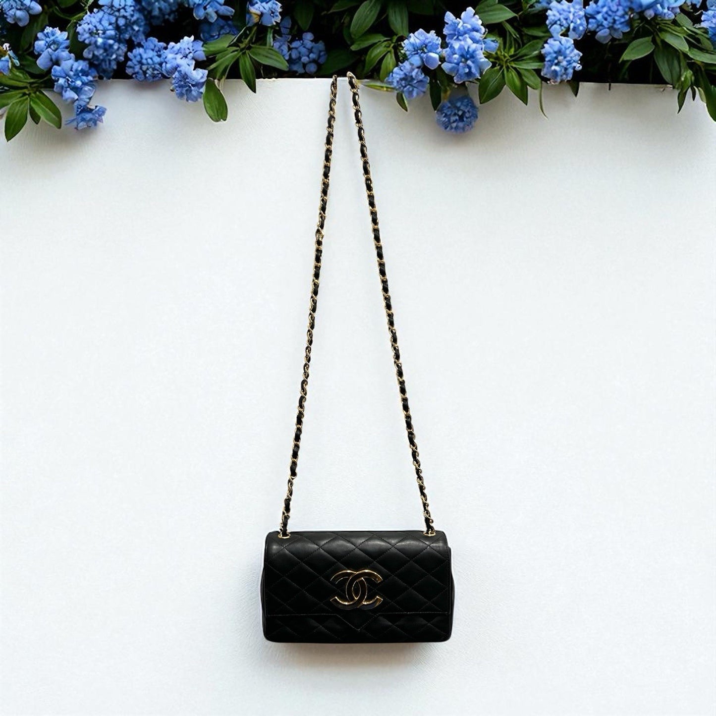 Chanel Vintage 24k Gold Plated Rectangular Single Flap Chain Bag