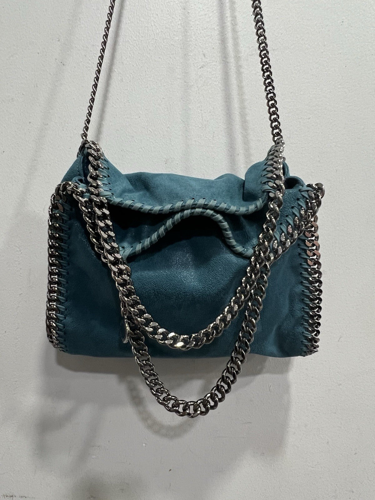 Stella McCartney Mini Teal Fabella Chain Bag Retail $1350