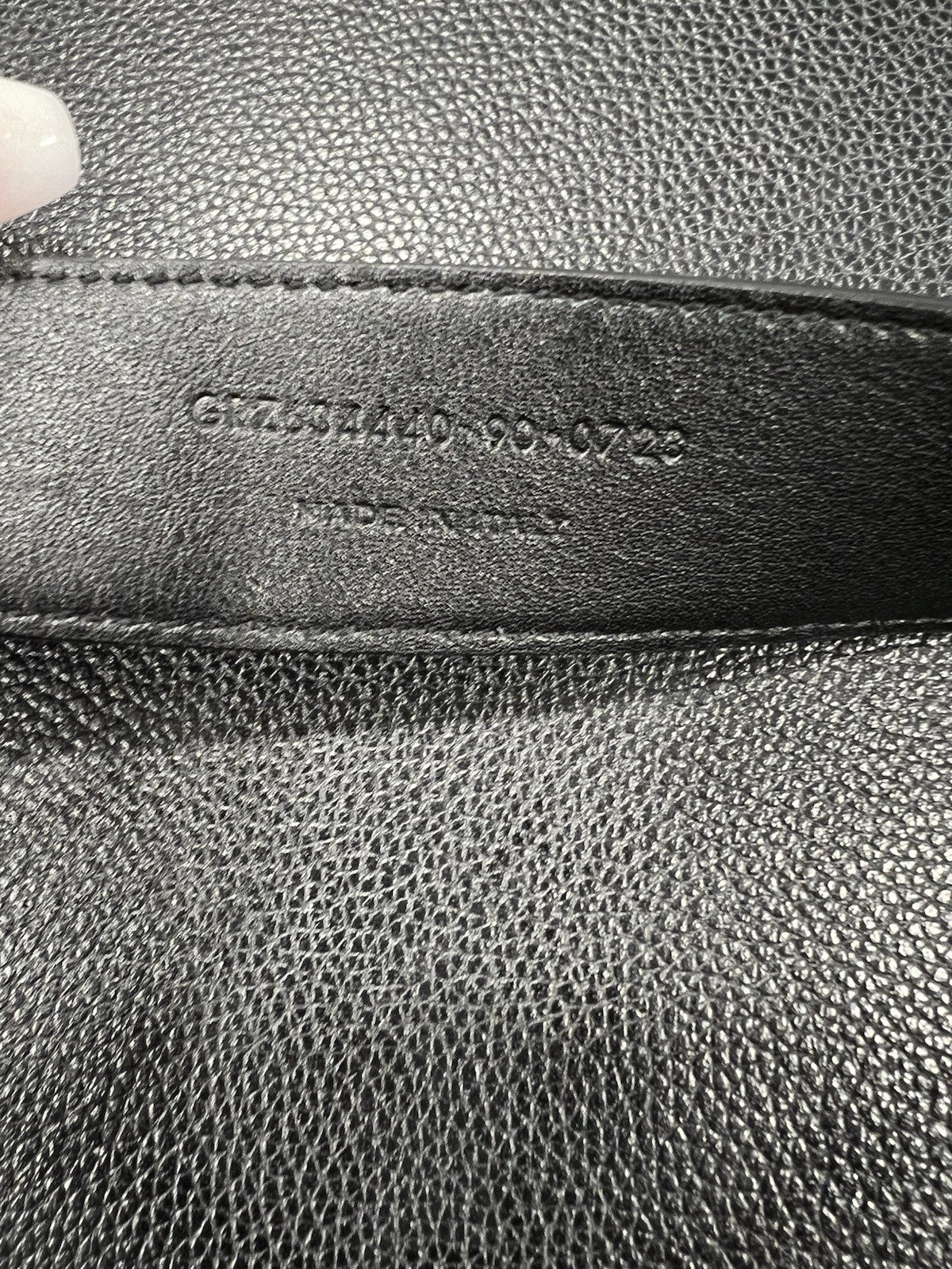 YSL Black & Silver Plated Cassandre Leather Monogram Belt Sz 90cm