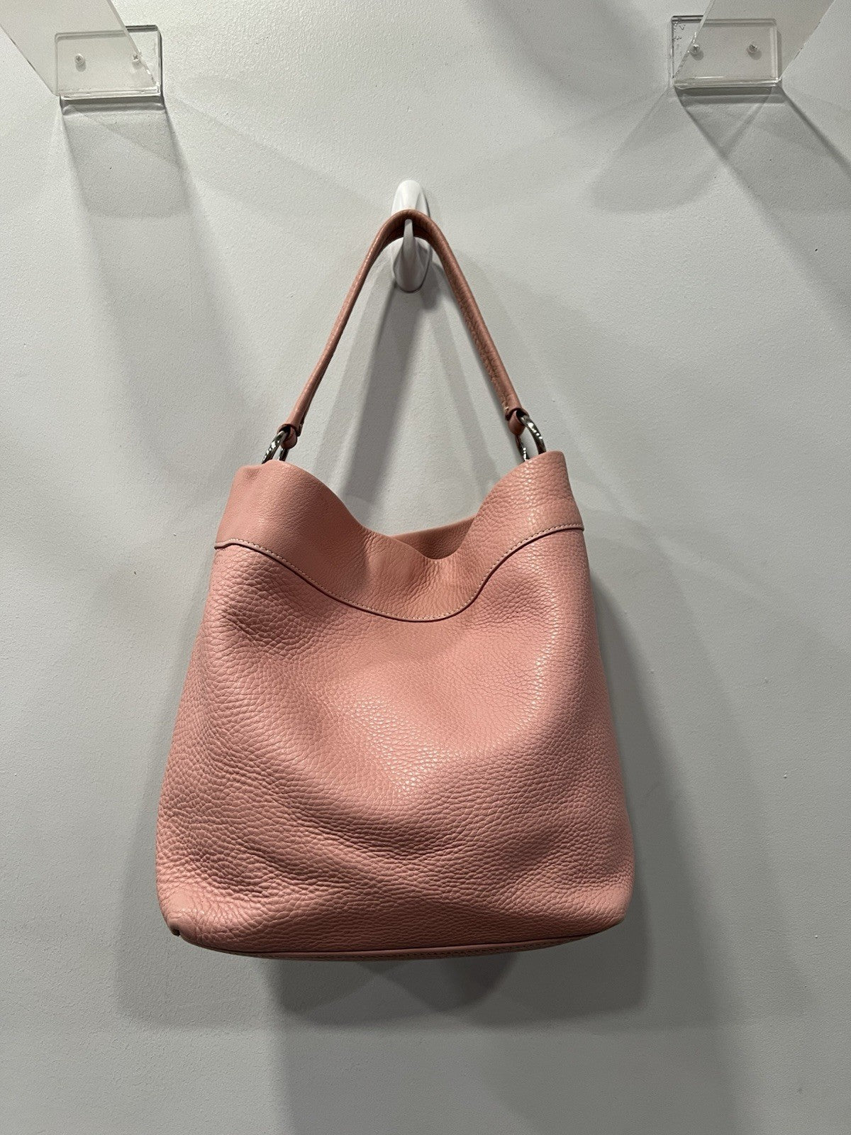 Prada Pink Leather Hobo Shoulder Bag With Authenticity