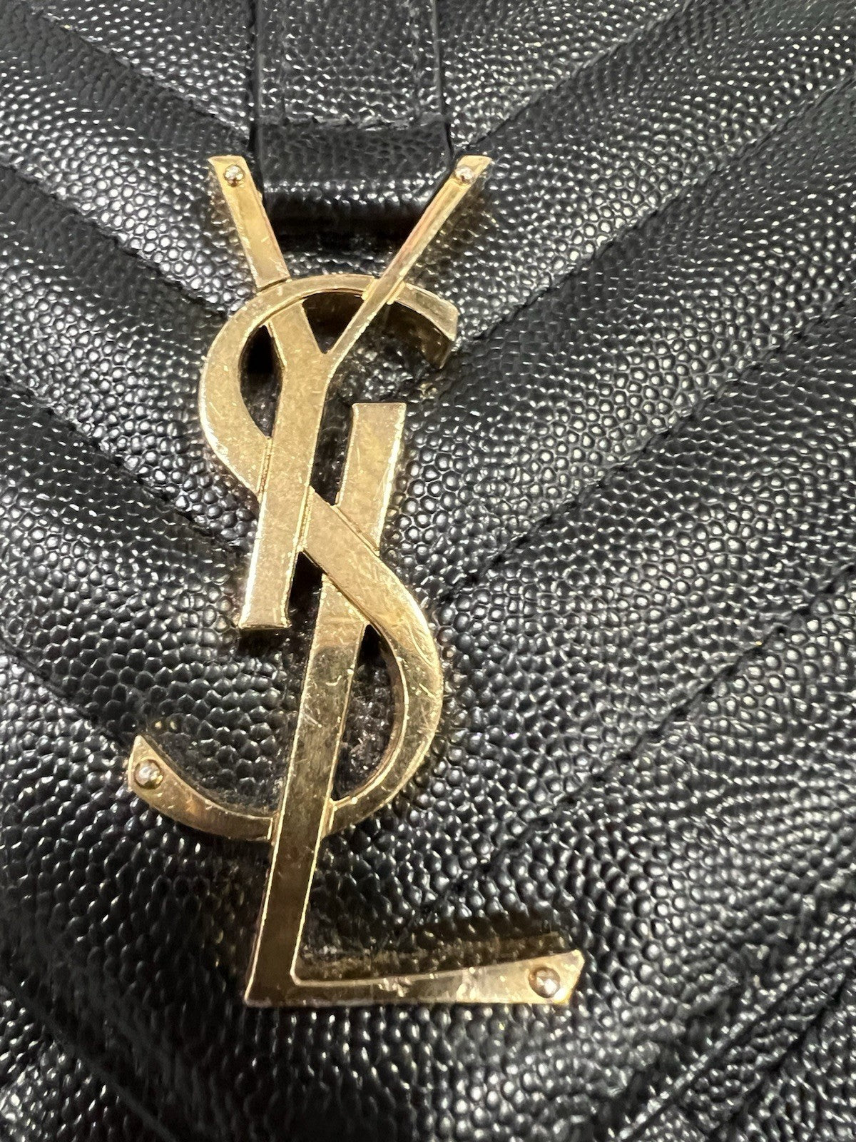 YSL Saint Laurent Medium Triquilt Chain Bag Blk/Gold W/Authenticity Retail $3150