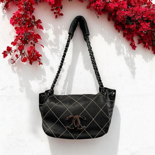 Chanel Wild Stitch Lambskin Chain Bag W/Certificate Of Authenticity
