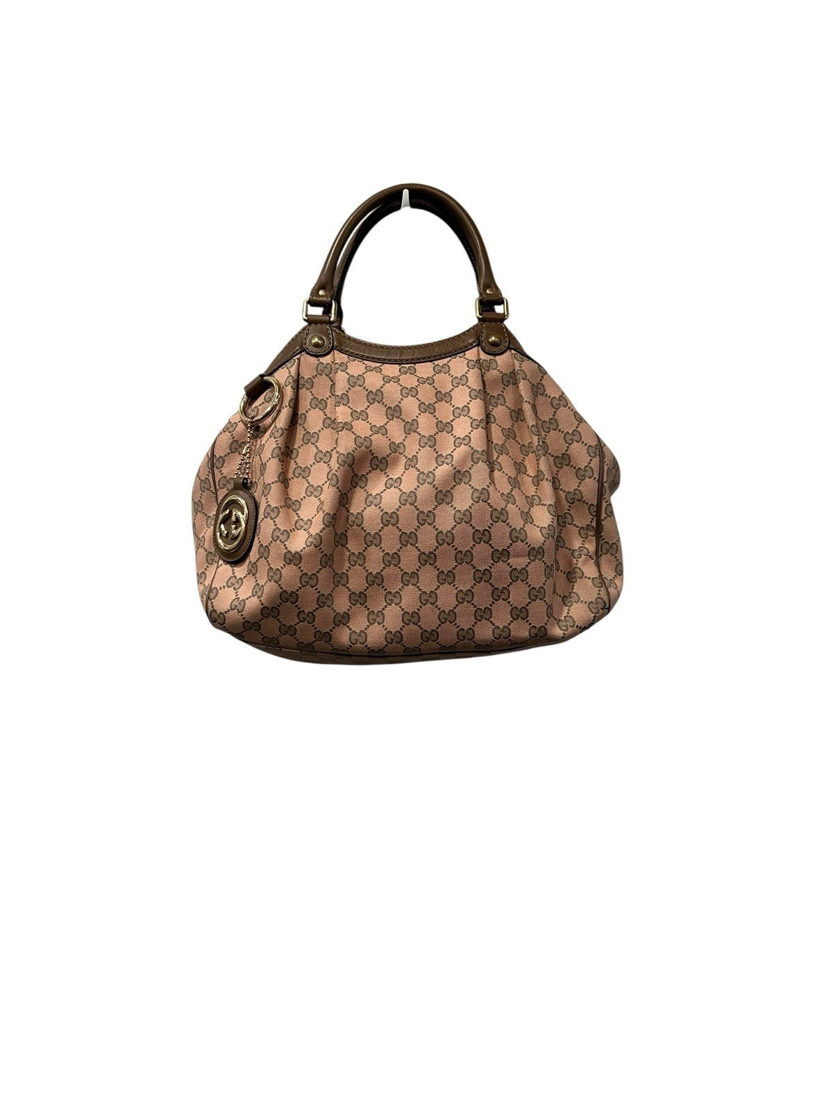 Gucci Pink/Grey Brown Canvas Limited Edition Sukey Tote RARE