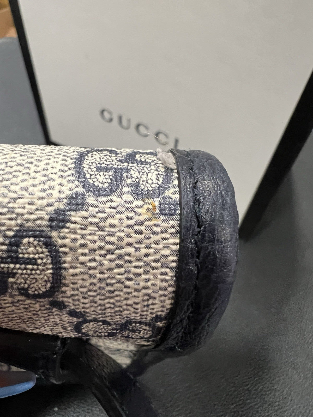 Gucci GG Supreme Navy Belt Bag Box & Authenticity Size 32"