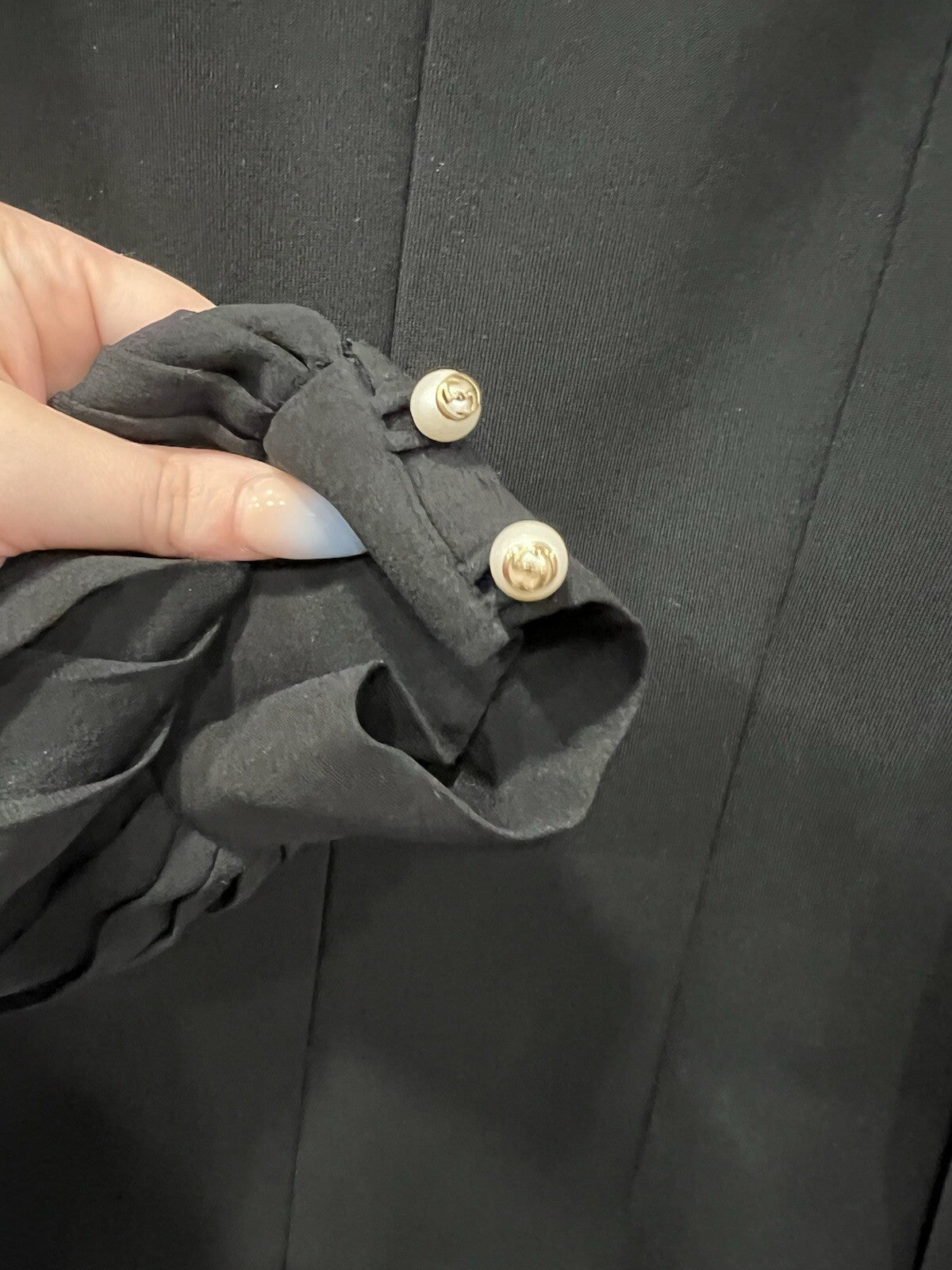 Gucci Black Dress Sheer/Pearl Logo Dress XS